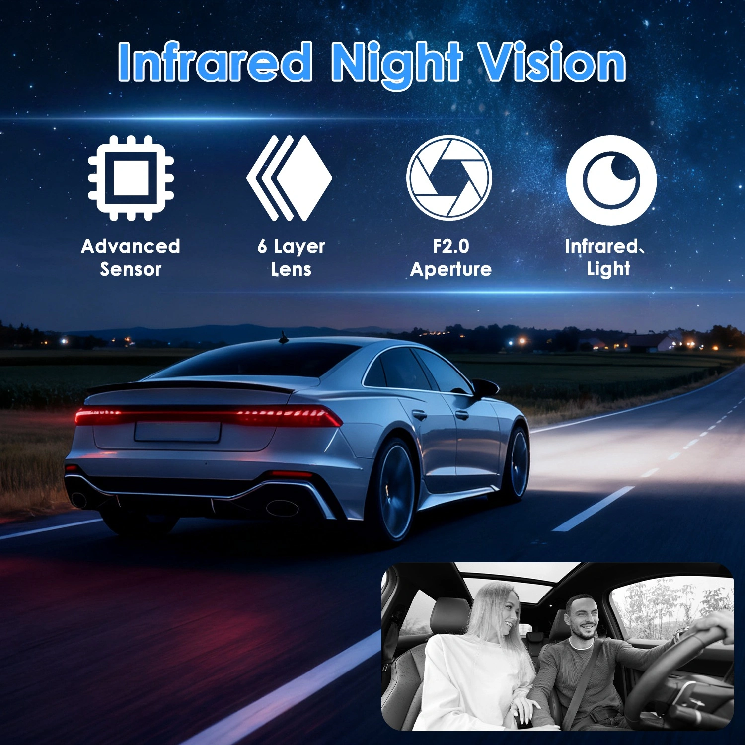 3 Channel Dash Cam 1080 view 8