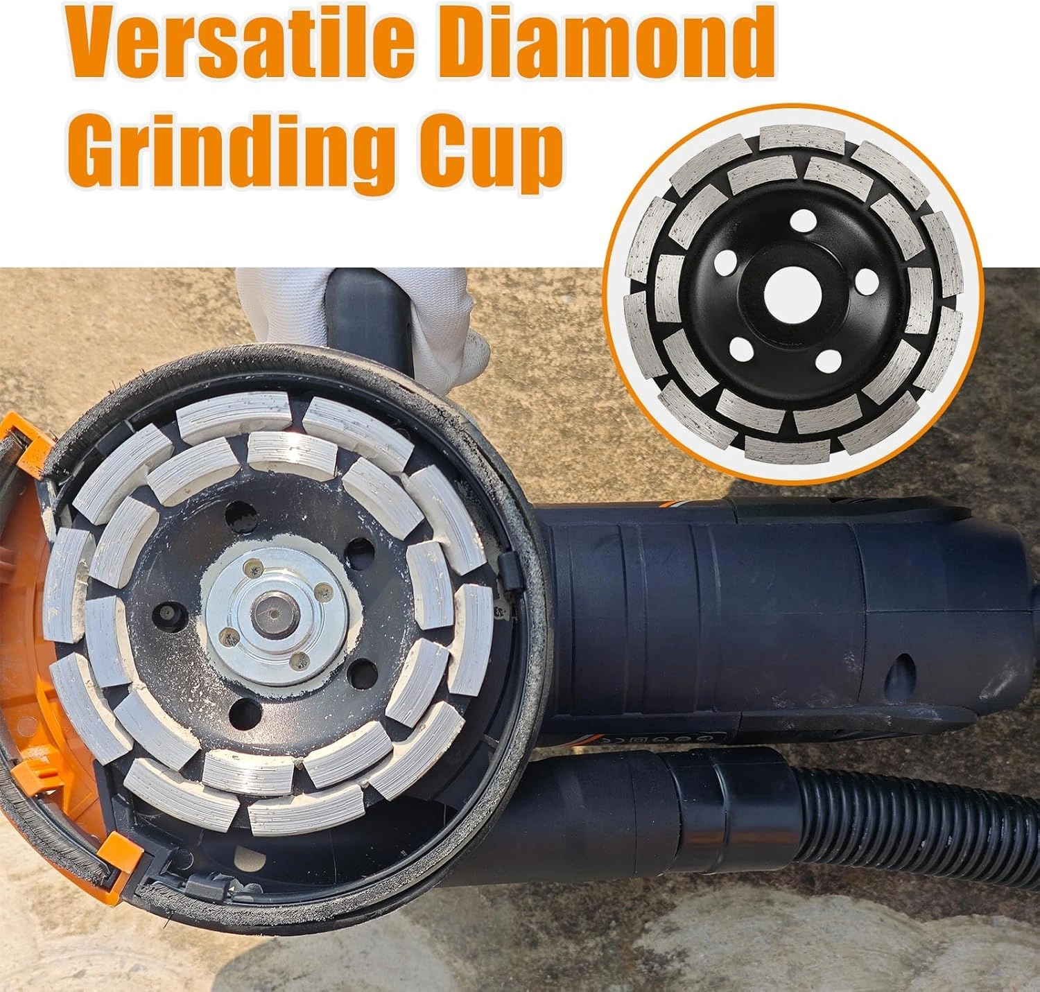 5 Inch Concrete Surface Grinder 1500W 14A with 7 Speed, Diamond Disc, Angle Grinder Kit, Removable Guard for Floor Surfacing view 3