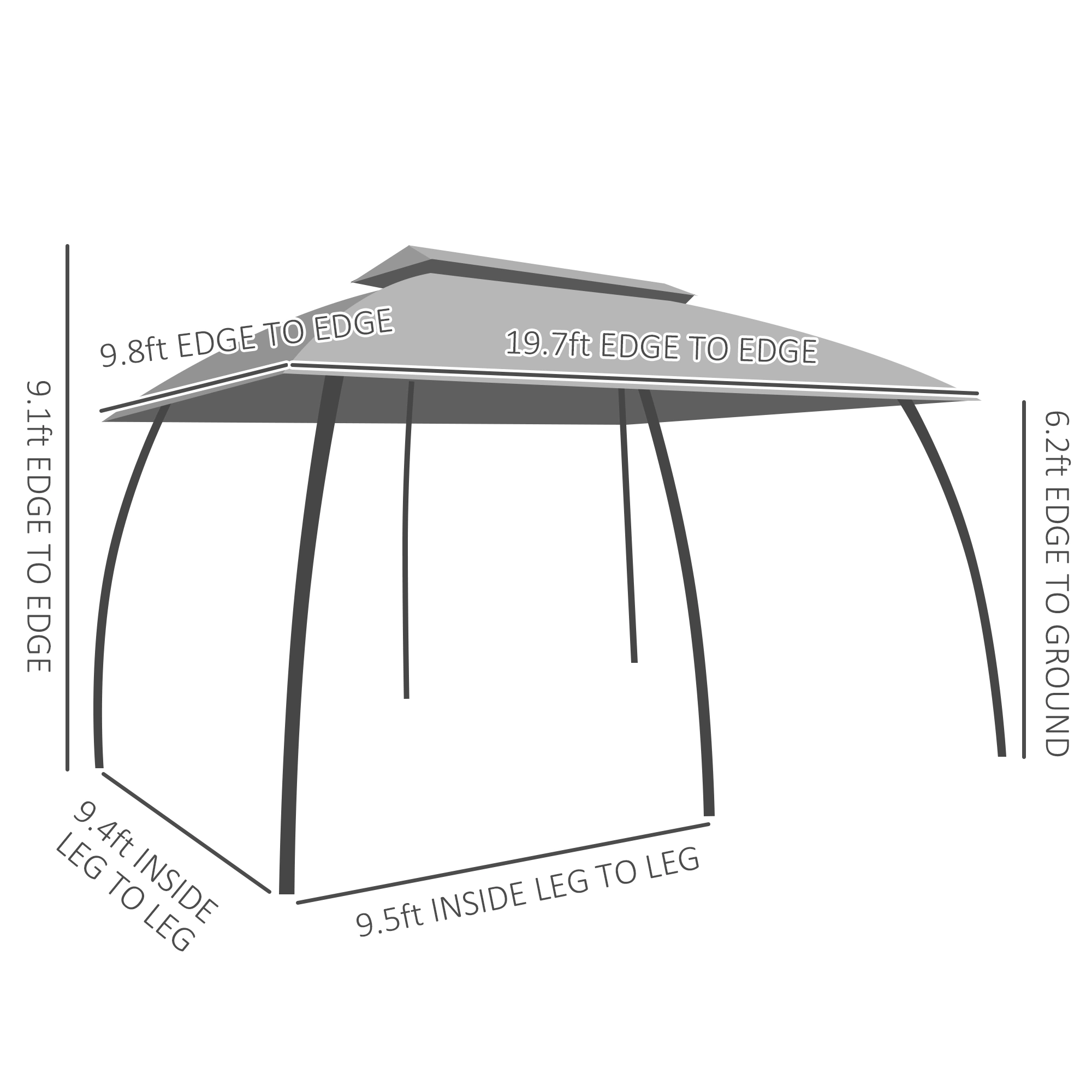13ft x 13ft Outdoor Gazebo, Hardtop Patio Canopy Tent, Waterproof Garden Shade Cover, Gray view 2