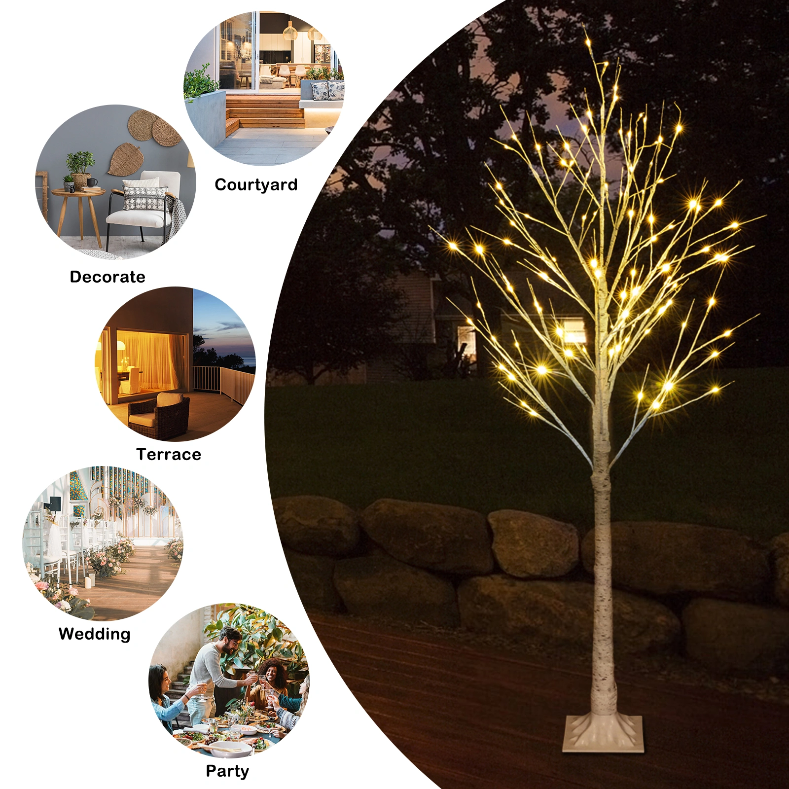 6FT Snowflake Christmas Tree Pre-Lit with 96 LED Lights, Flocked Artificial Holiday Tree for Indoor Outdoor Christmas Decor view 3