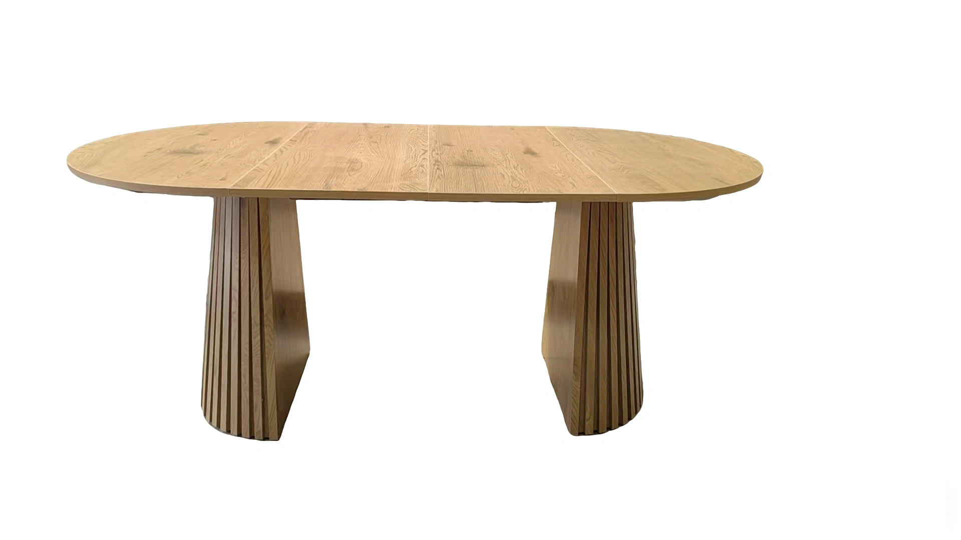 Wooden Dining Table Extendable Oval, Space Saving Multi-functional Coffee/Desk Table with Slatted Legs view 2