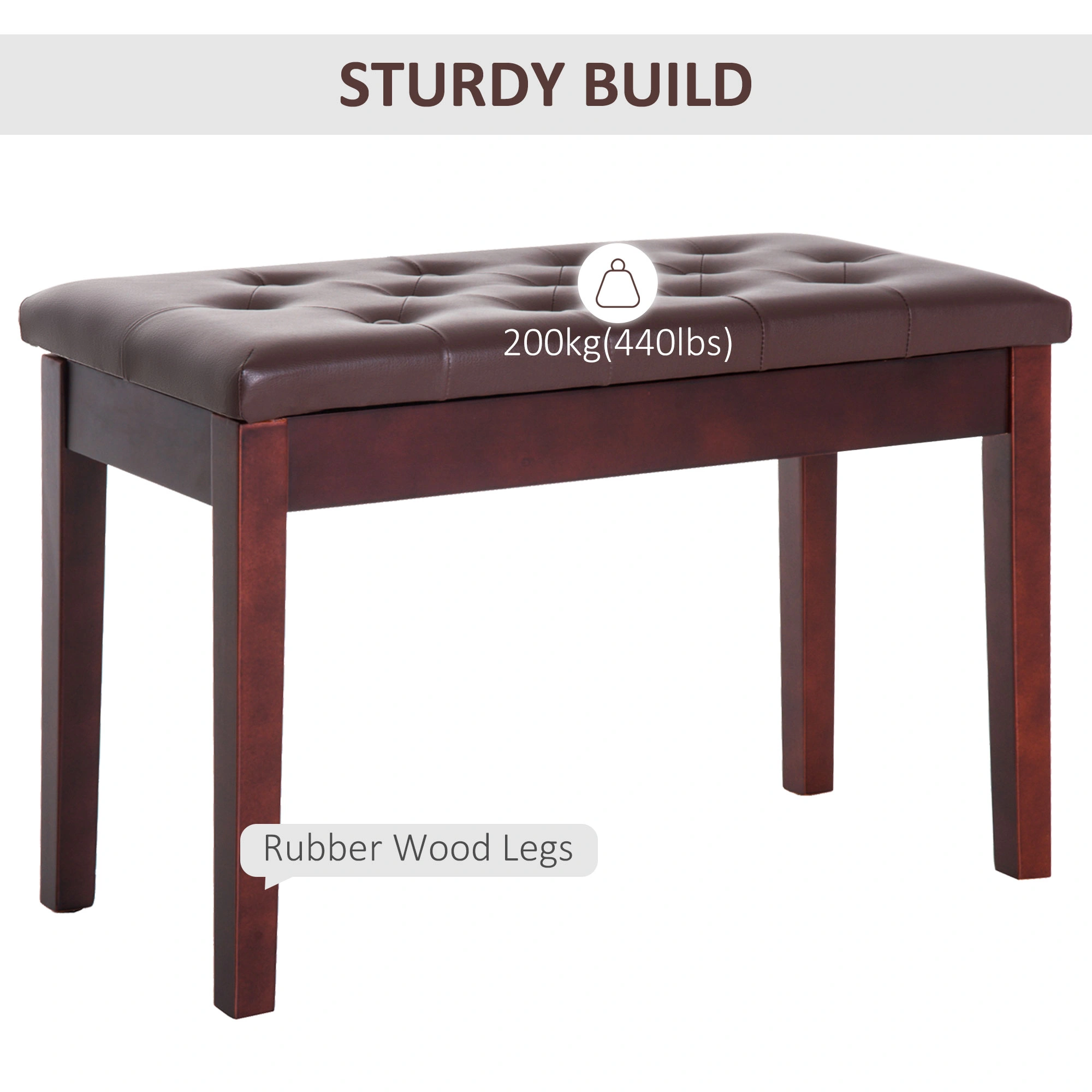 Upholstered Piano Bench Adjustable Height Piano Stool Soft Padded Seat for Adults Kids view 3