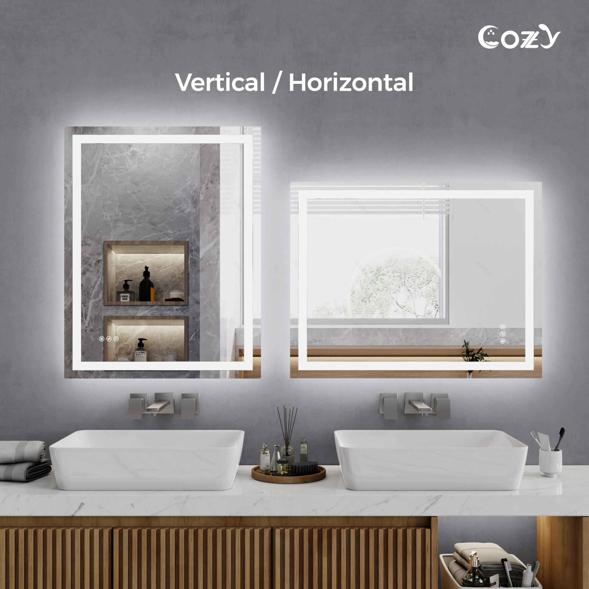 24"x32" LED Bathroom Mirror, Front-Lit and Back-Lit, 3 Color Tem Adjustable, Brightness Memory, Anti-fog LED Vanity Mirror[Unable ship on weekends, TK/TEMU only for pickup, only TX10643 warehouse supports GOFO] view 11