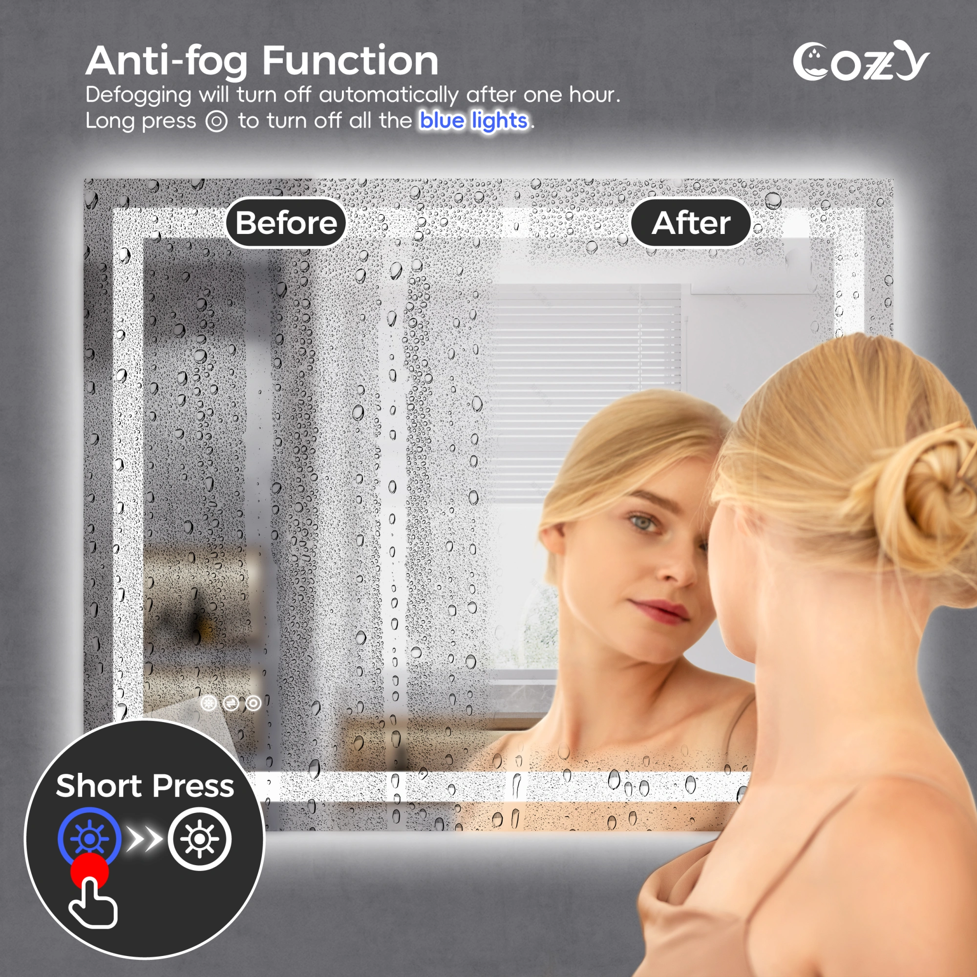 24"x32" LED Bathroom Mirror, Front-Lit and Back-Lit, 3 Color Tem Adjustable, Brightness Memory, Anti-fog LED Vanity Mirror[Unable ship on weekends, TK/TEMU only for pickup, only TX10643 warehouse supports GOFO] view 8
