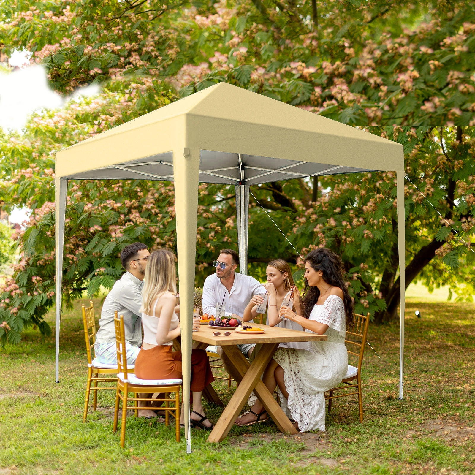 6.5X6.5FT Two Doors & Two Windows Practical Waterproof Right-Angle Folding Tent Khaki Color view 13