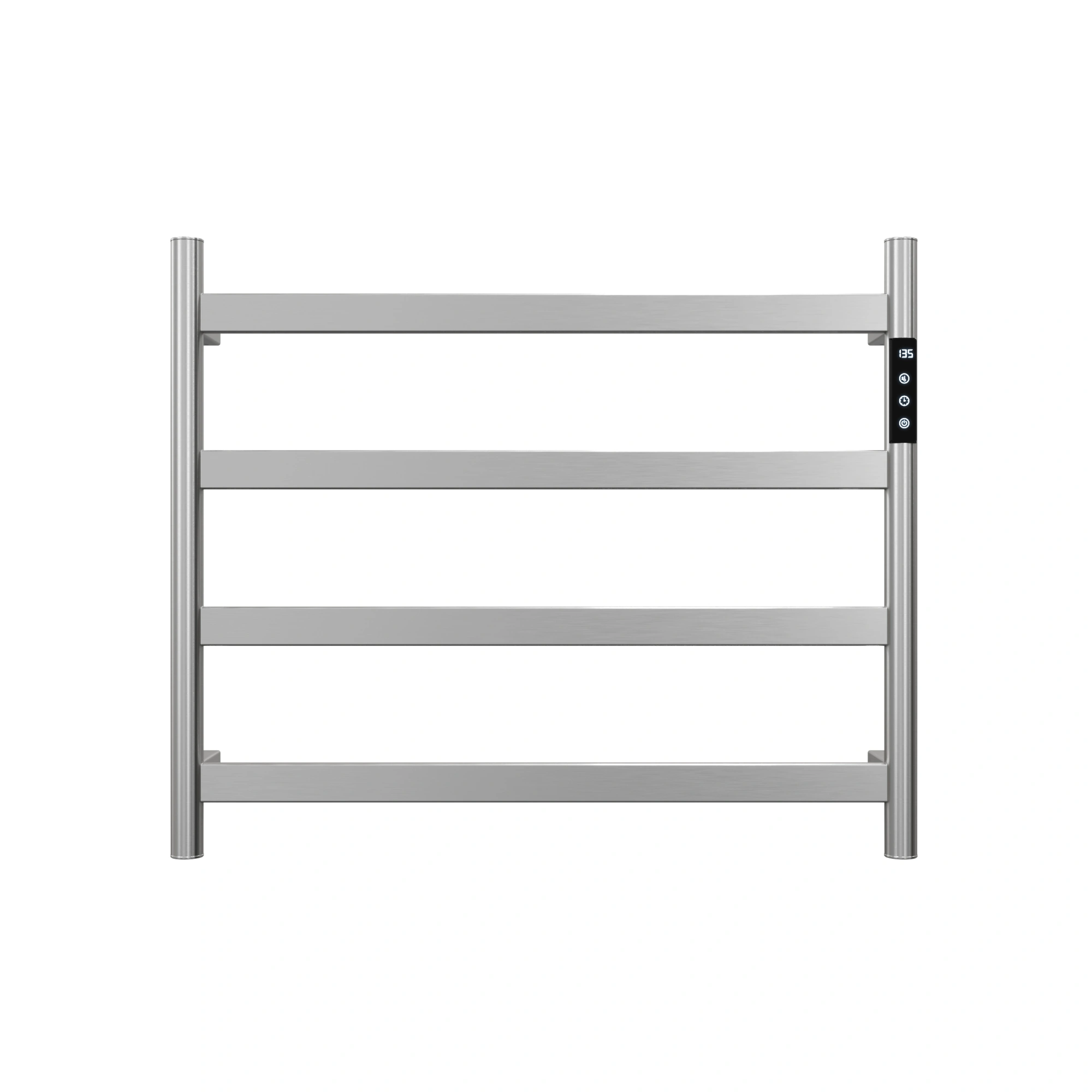 22.5" Brushed Nickel Heated Towel Rack for Bathroom,Wall Mounted with Intelligent Touch Screen Timer, 4-Bar Towel Warmer, 304 Stainless Steel Polished, Plug-in/Hard-Wired[Unable ship on weekends, TK/TEMU only for pickup, only TX10643 warehouse suppor