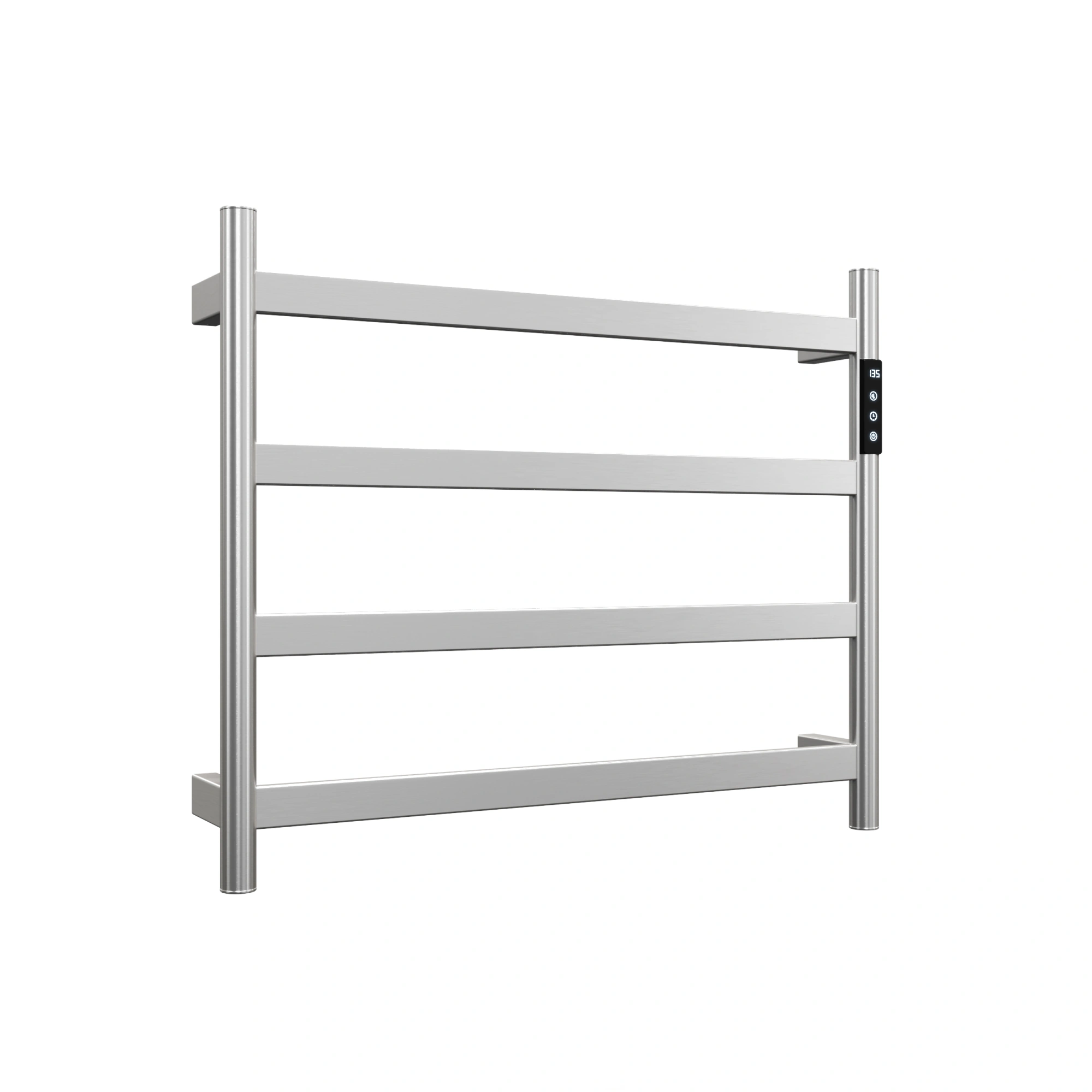22.5" Brushed Nickel Heated Towel Rack for Bathroom,Wall Mounted with Intelligent Touch Screen Timer, 4-Bar Towel Warmer, 304 Stainless Steel Polished, Plug-in/Hard-Wired[Unable ship on weekends, TK/TEMU only for pickup, only TX10643 warehouse suppor view 2