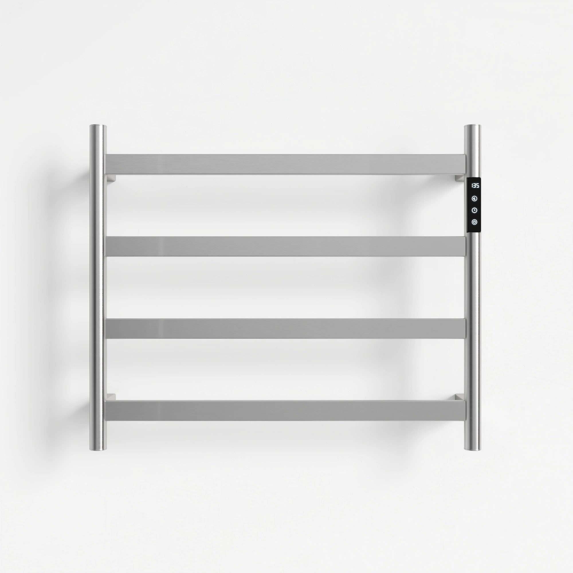 22.5" Brushed Nickel Heated Towel Rack for Bathroom,Wall Mounted with Intelligent Touch Screen Timer, 4-Bar Towel Warmer, 304 Stainless Steel Polished, Plug-in/Hard-Wired[Unable ship on weekends, TK/TEMU only for pickup, only TX10643 warehouse suppor view 4