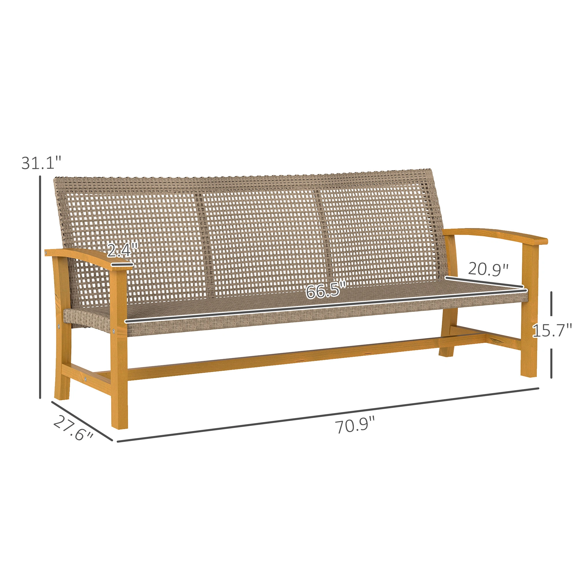 3-Seat Wicker Outdoor Sofa Set Patio Furniture Conversation Seating with Cushions Rattan Couch for Garden Backyard Deck view 2