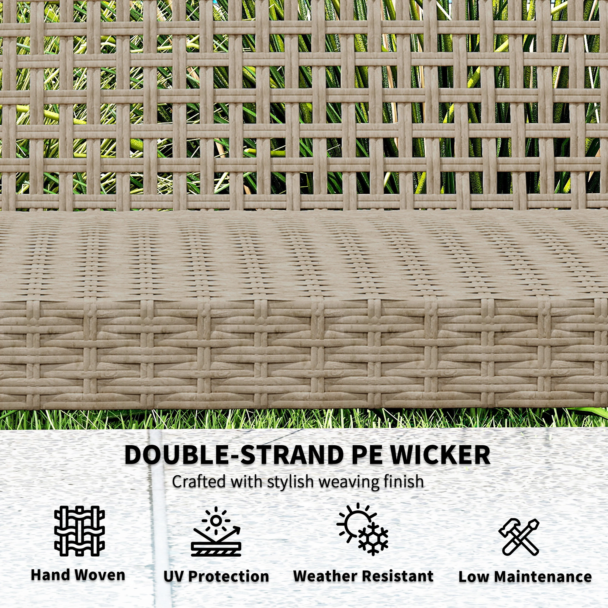 3-Seat Wicker Outdoor Sofa Set Patio Furniture Conversation Seating with Cushions Rattan Couch for Garden Backyard Deck view 5