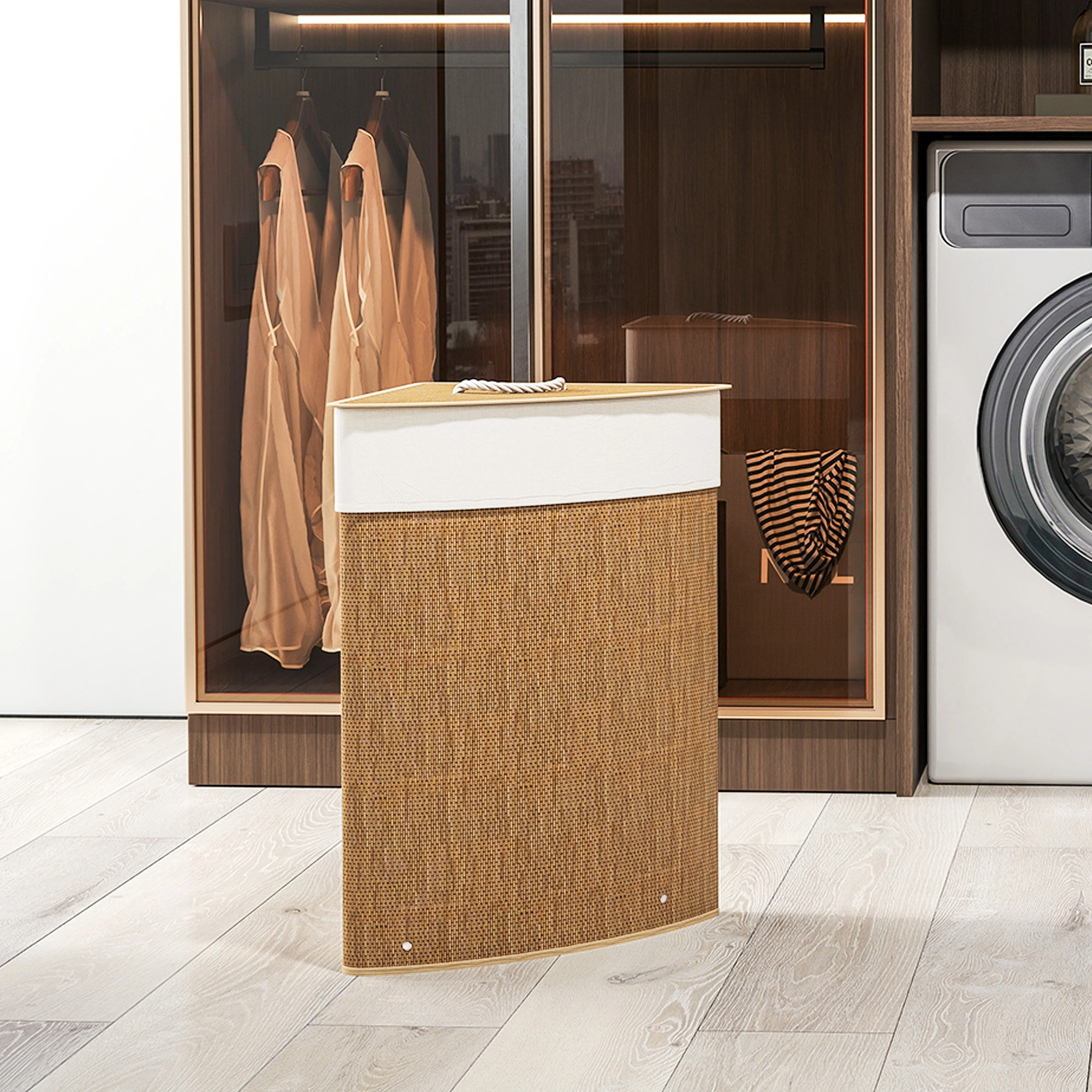 Laundry Hamper Cabinet - Folding Storage Cabinet with Doors, Space-Saving Organizer