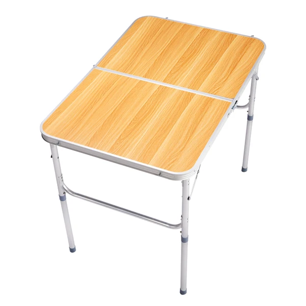 3ft Aluminum Alloy Folding Table wood grain color view 3