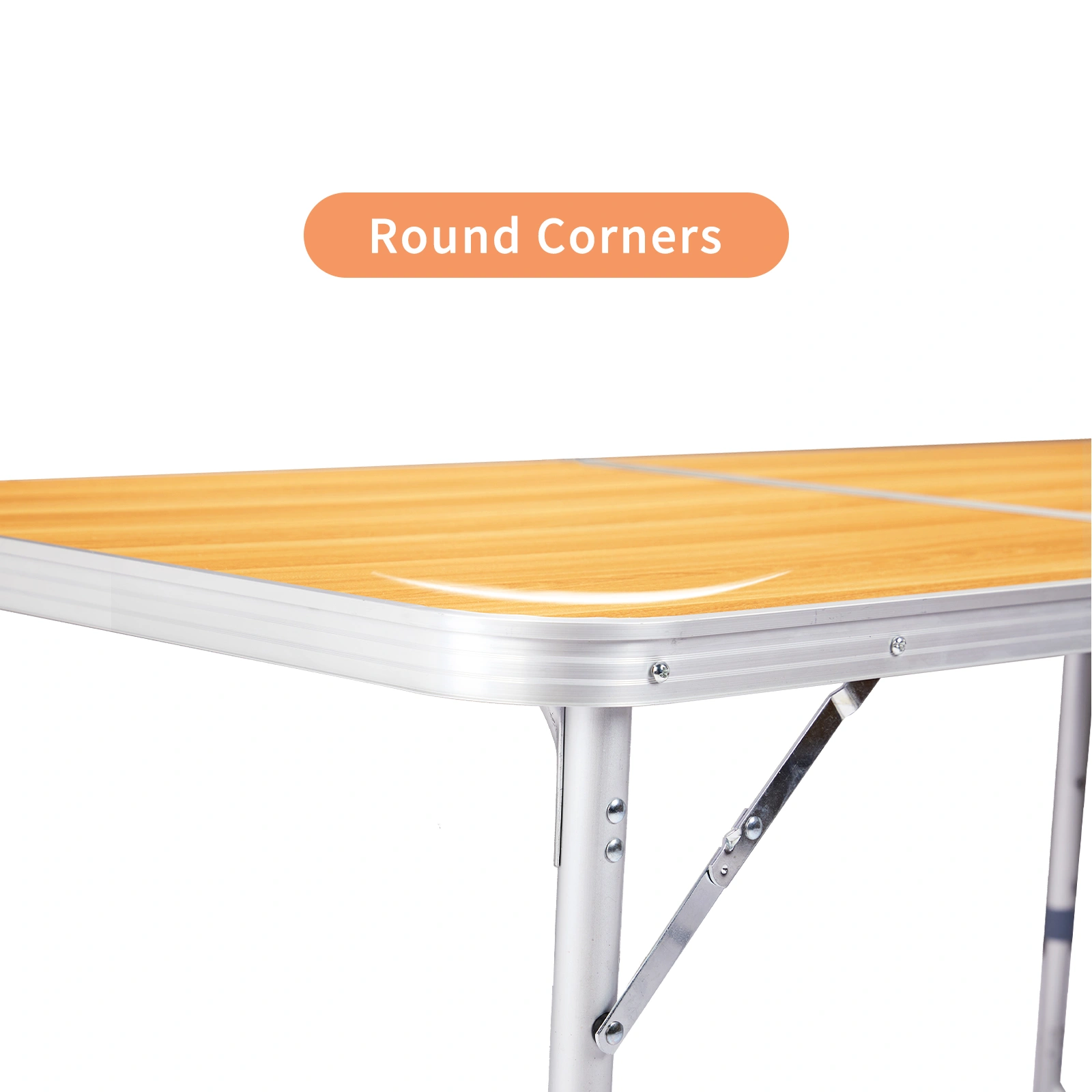 3ft Aluminum Alloy Folding Table wood grain color view 14