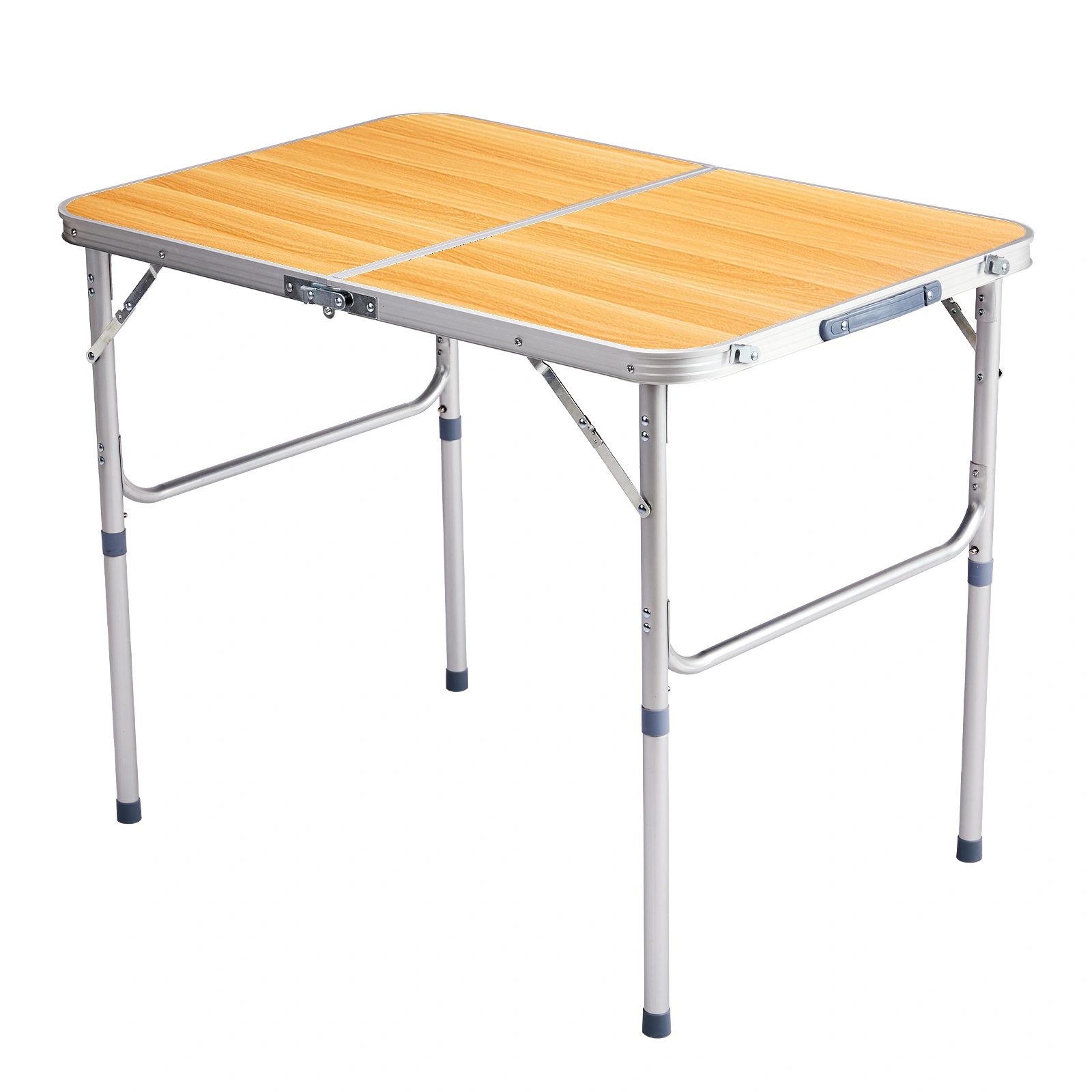 3ft Aluminum Alloy Folding Table wood grain color view 4