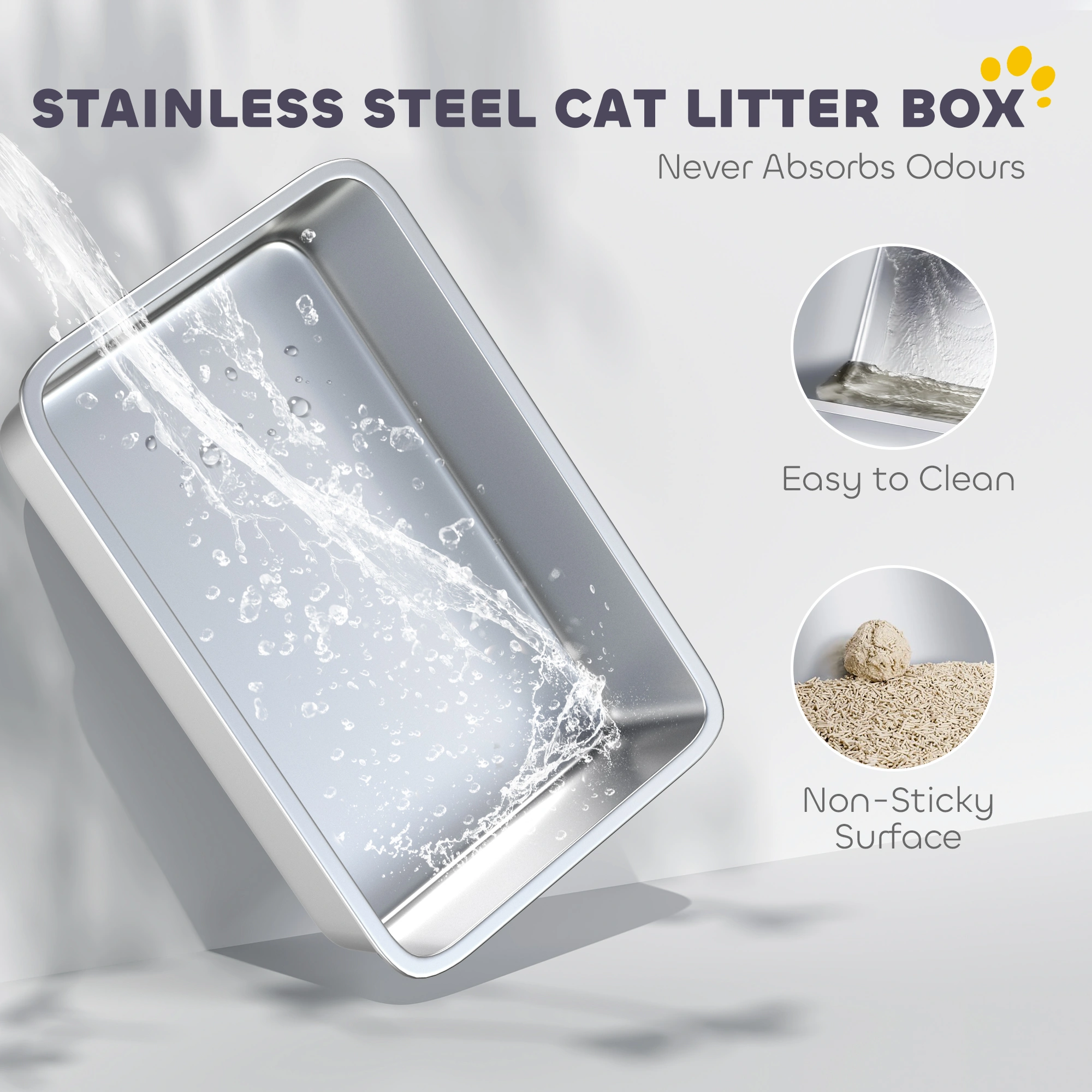 Cat Litter Box Extra Large 24" x 20" Open Top Cat Litter Box, Includes 1 Scoop, White, Indoor Outdoor Use view 5