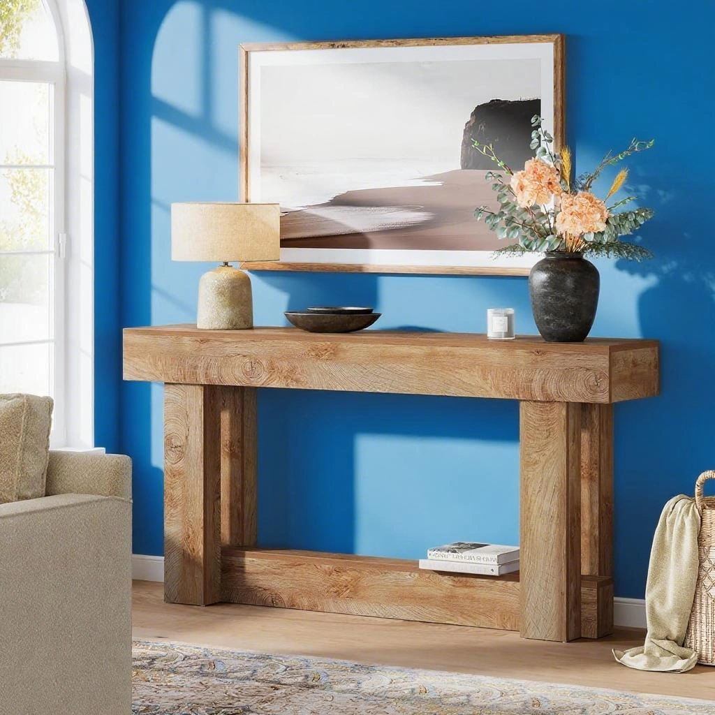Long Console Table for Living Room, Slim Sofa Table with Storage Shelf, Entryway Hallway Table, Modern Narrow Accent Table view 4