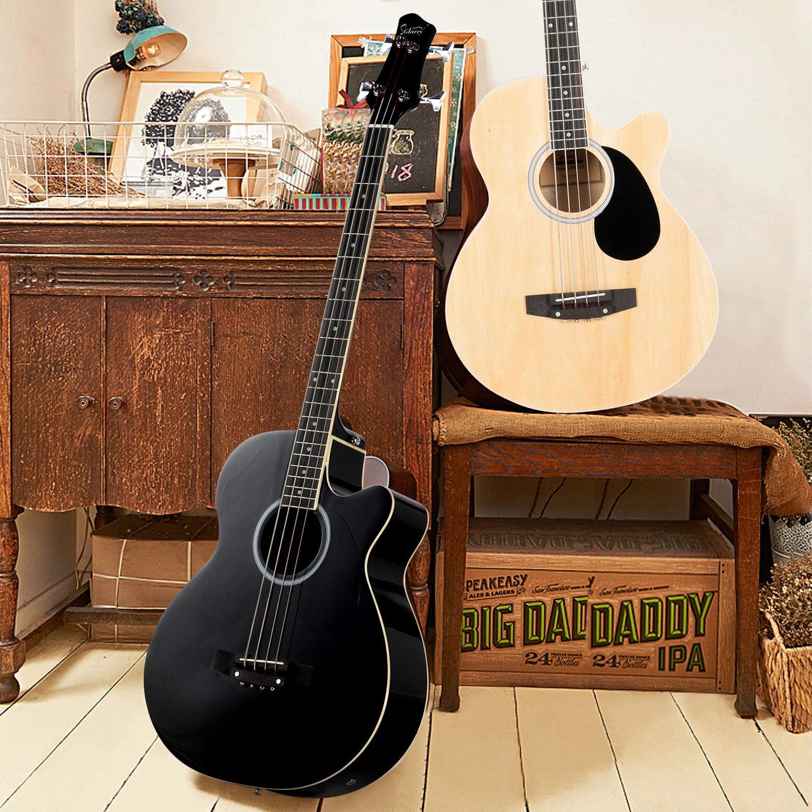GMB101 4 string Electric Acoustic Bass Guitar w/ 4-Band Equalizer EQ-7545R Black view 19