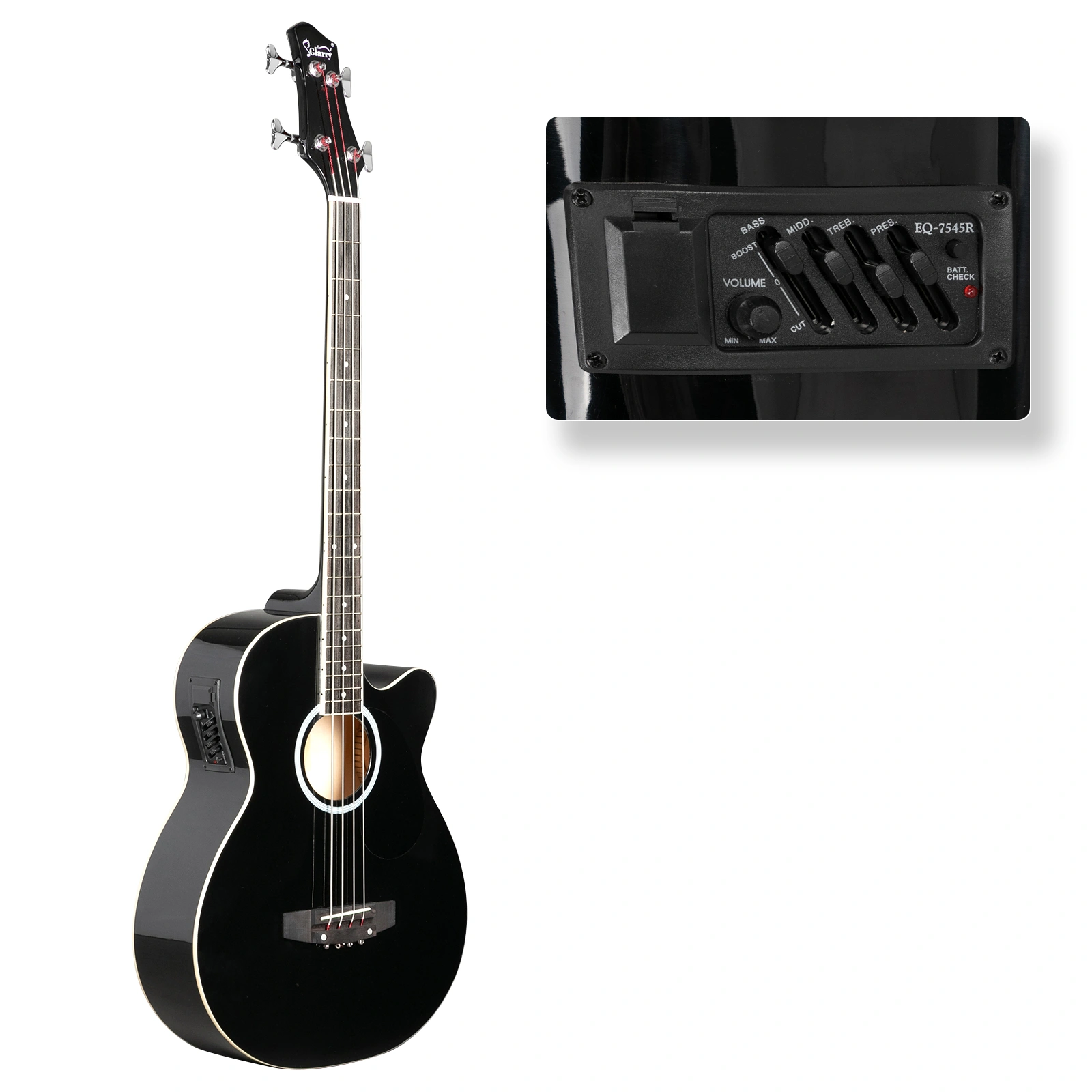 GMB101 4 string Electric Acoustic Bass Guitar w/ 4-Band Equalizer EQ-7545R Black view 20
