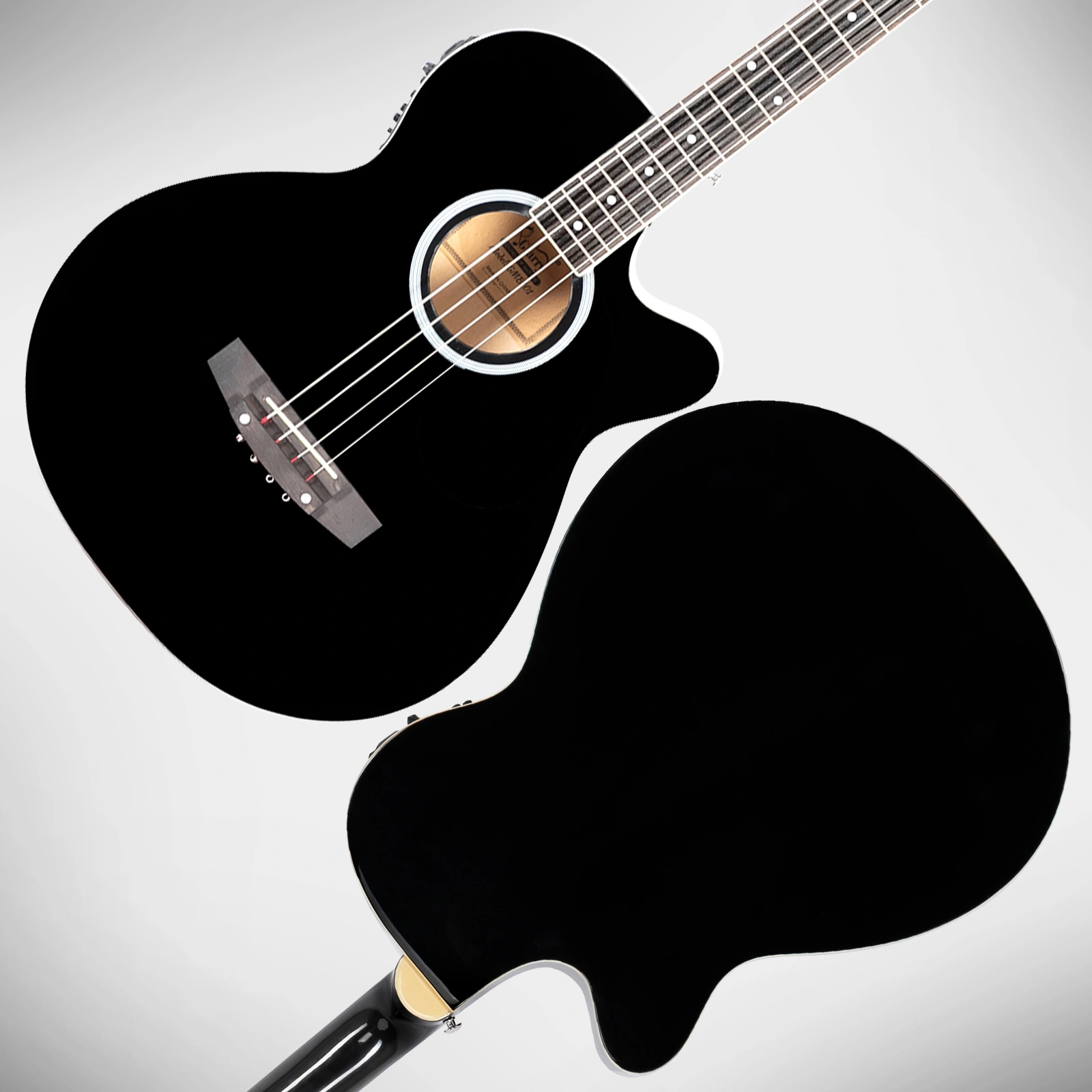 GMB101 4 string Electric Acoustic Bass Guitar w/ 4-Band Equalizer EQ-7545R Black view 5