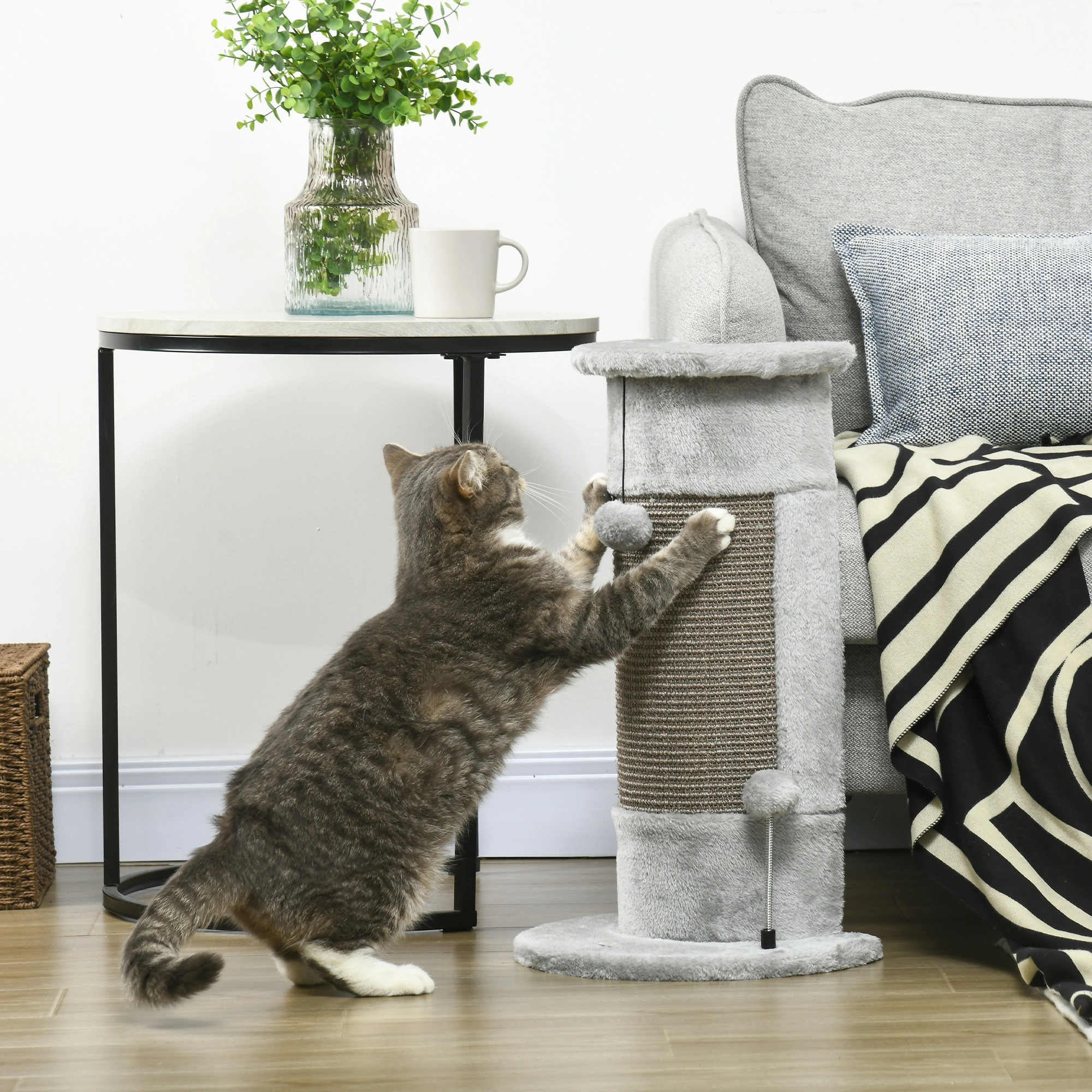 Multi-Level Cat Tree Condo - Tall Cat Tower with Sisal Scratching Posts, Cozy Hideaway Houses & Plush Perches