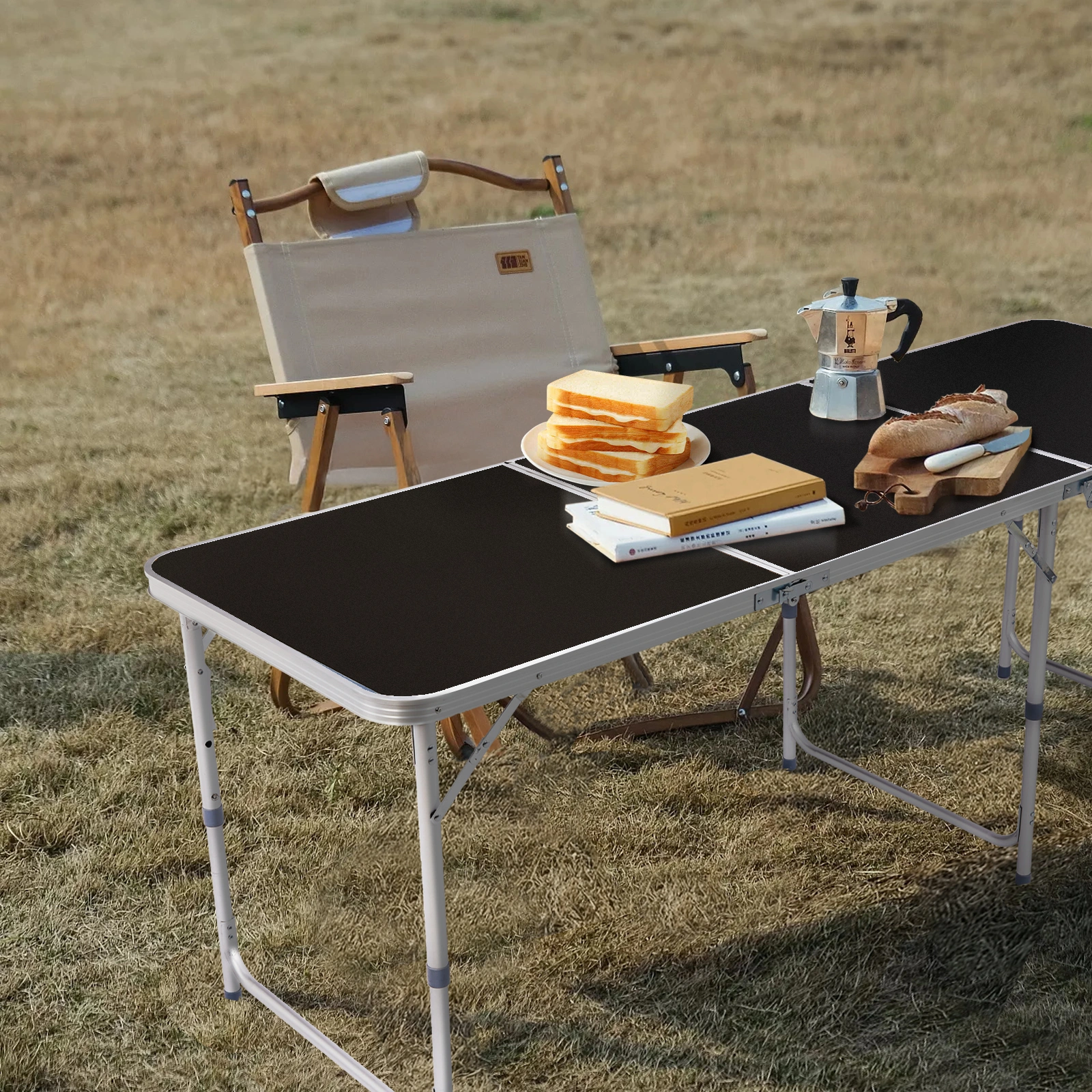 6ft Aluminum Alloy Folding Table black view 7