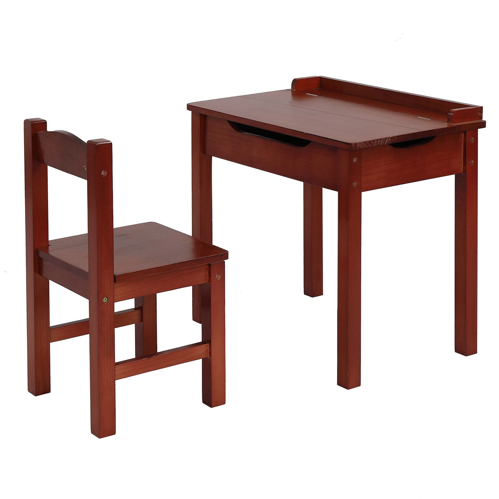 Flip Top Kids Table and Chair Set, Wood Activity Table Set with Storage Space for Arts Crafts, Dark Coffee view 11