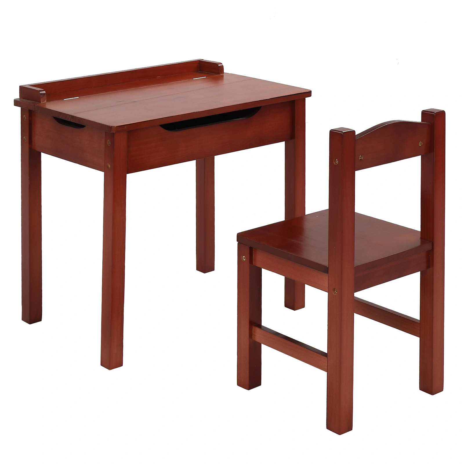 Flip Top Kids Table and Chair Set, Wood Activity Table Set with Storage Space for Arts Crafts, Dark Coffee view 12