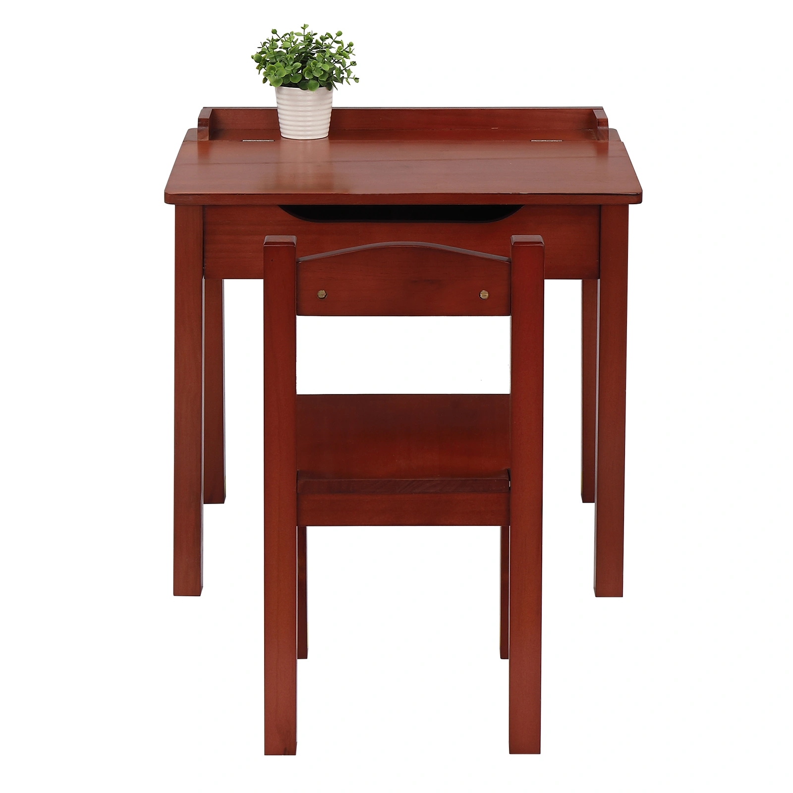 Flip Top Kids Table and Chair Set, Wood Activity Table Set with Storage Space for Arts Crafts, Dark Coffee view 17