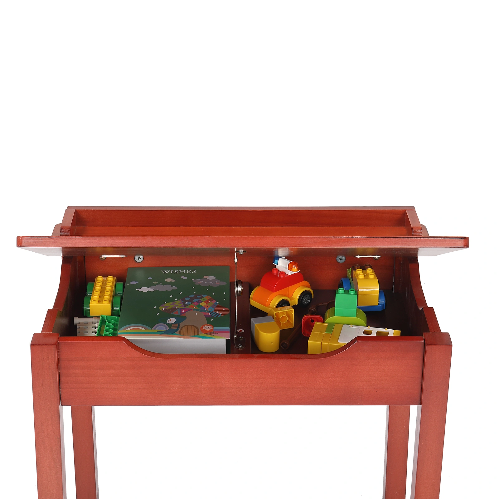 Flip Top Kids Table and Chair Set, Wood Activity Table Set with Storage Space for Arts Crafts, Dark Coffee view 7