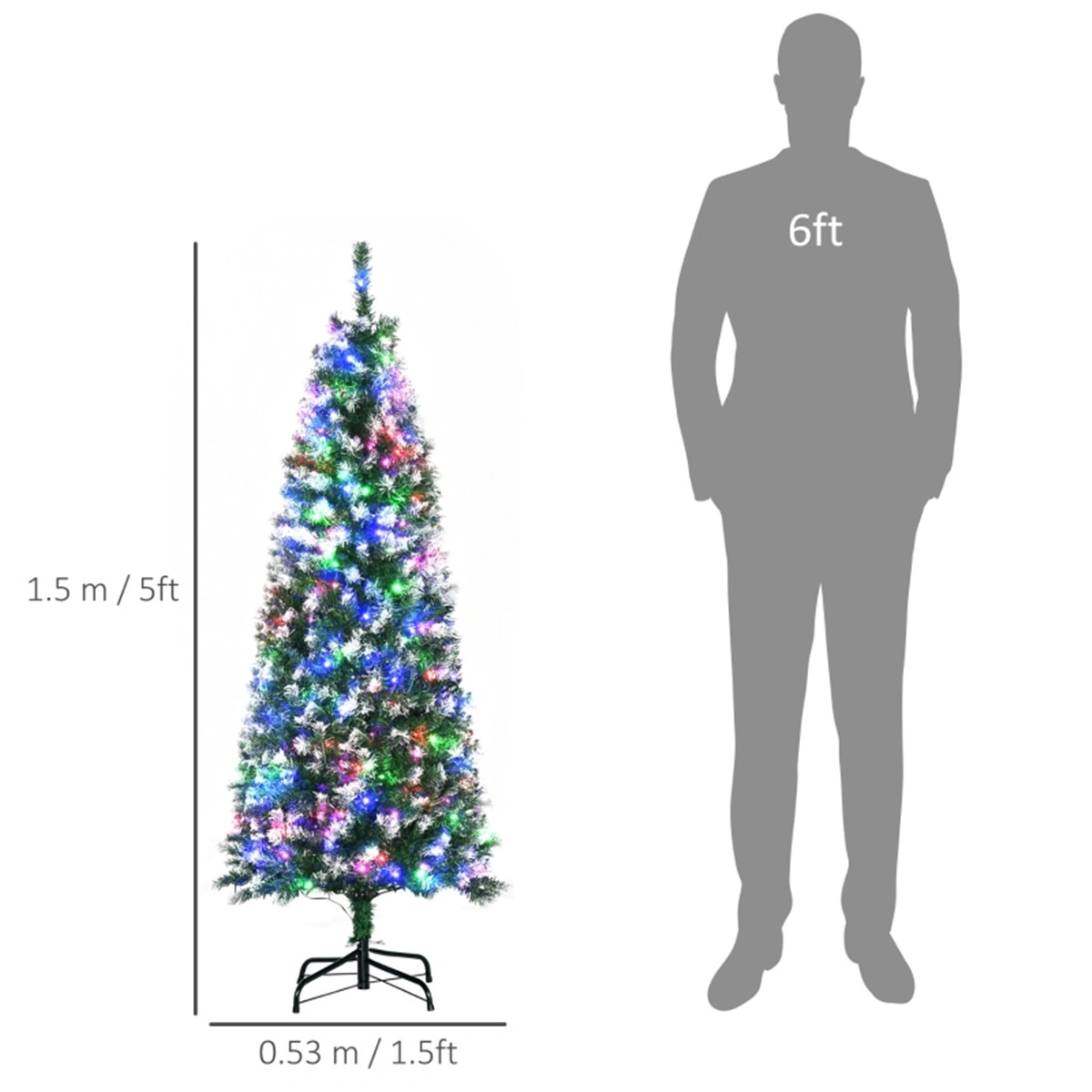 5 Ft Artificial Christmas Tree, Full Body Hinged Branches, Indoor Outdoor Holiday Decor, Easy Assembly, Stand Included view 3
