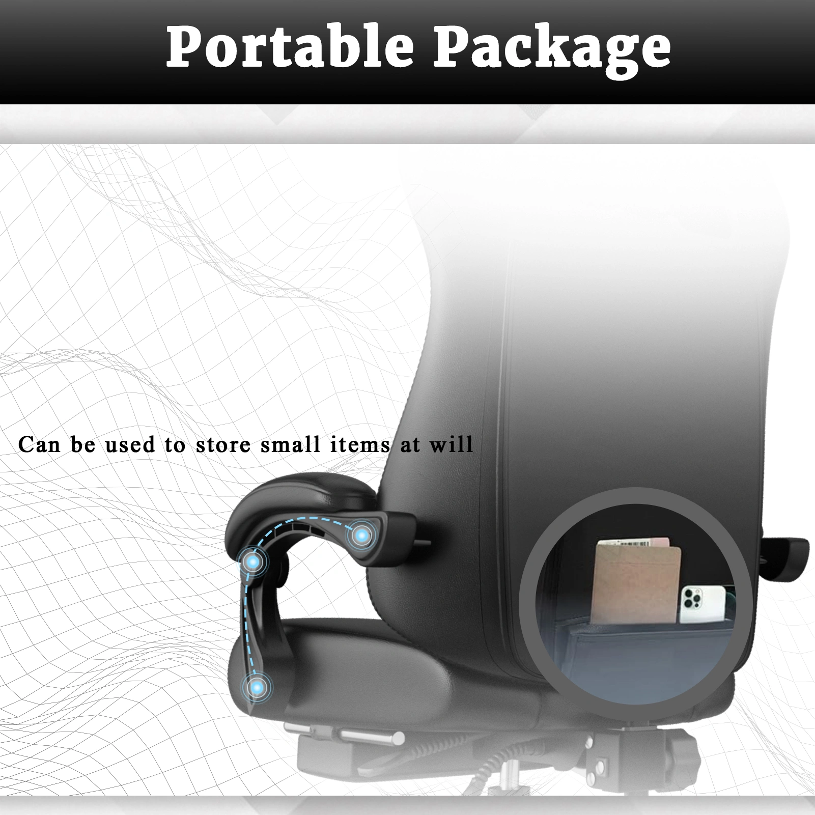 Ergonomic Gaming Chair with Pocket Spring Cushion, Footrest & Headrest - Height Adjustable Swivel Computer Chair view 2