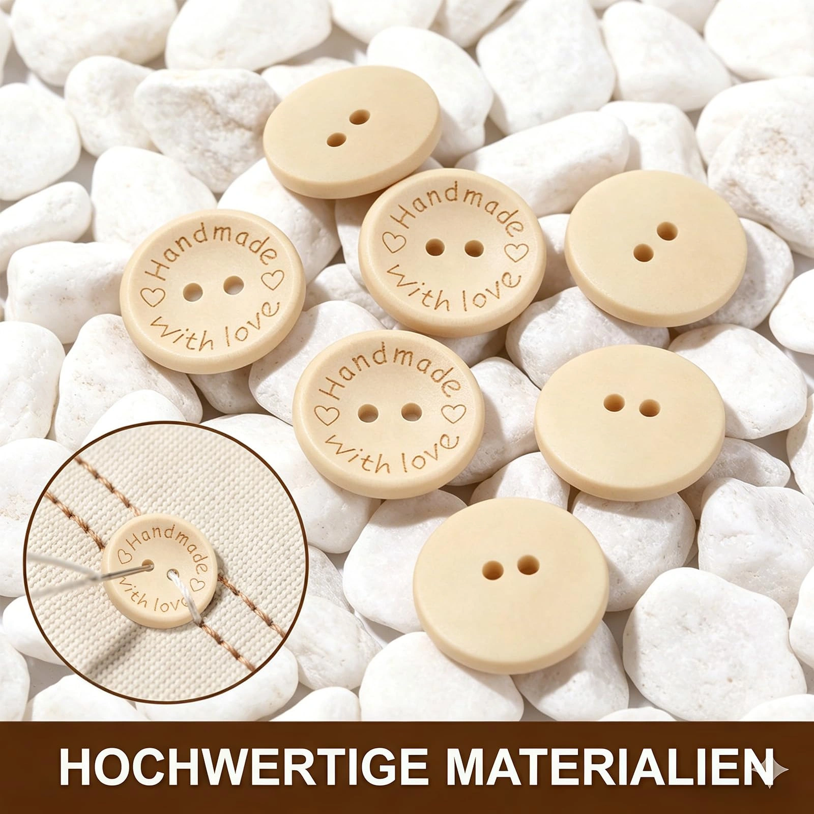 Holzknöpfe 150 Stück, Knöpfe Holz 15mm 20mm 25mm, Runde Form Handmade Holzknöpfe, Knöpfe für Strickjacke Jacke Hose Kleidung, zum Basteln und Nähen Dekoration view 3