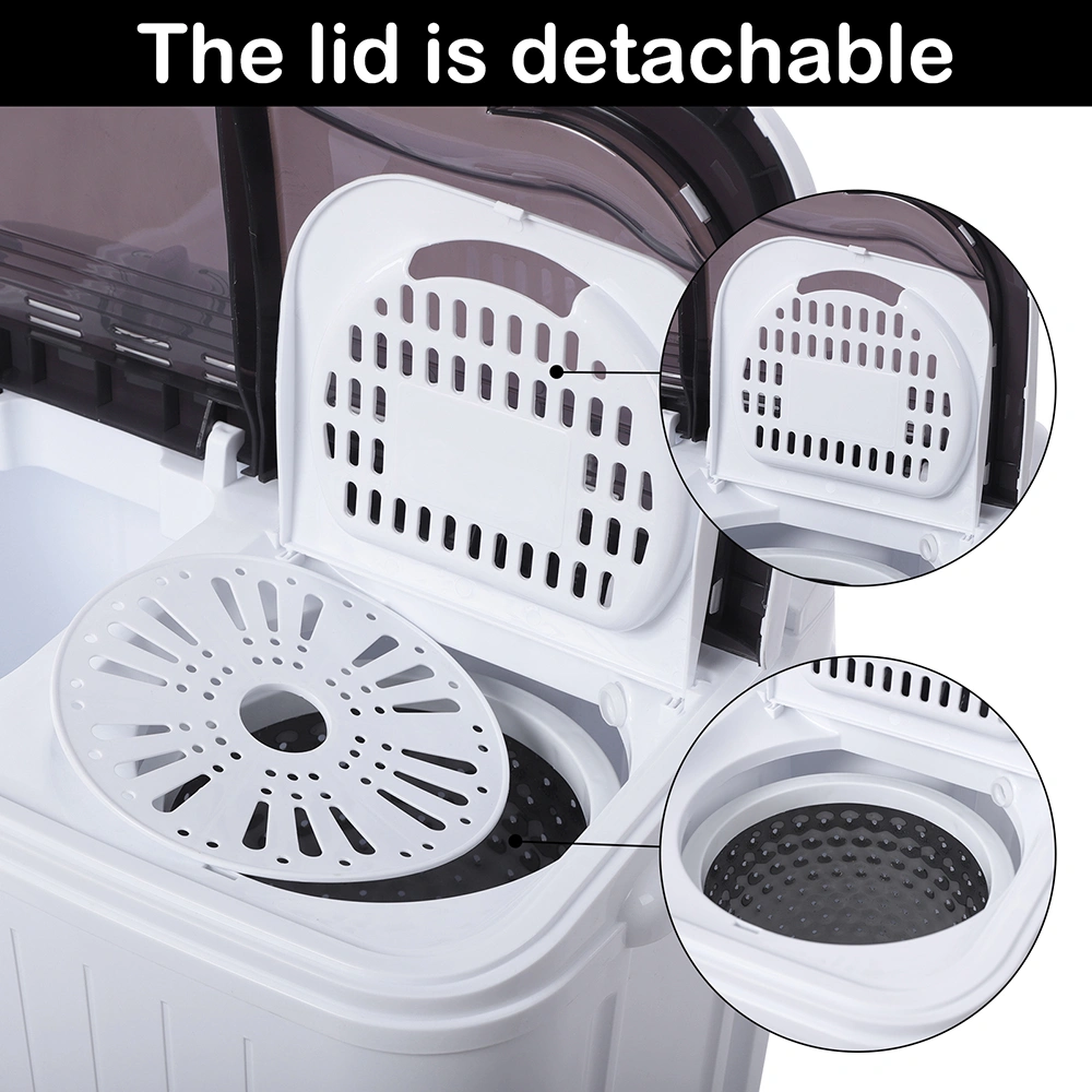 Compact Twin Tub with Built-in Drain Pump XPB35-188S 14.3(7.7 6.6)lbs Semi-automatic Gray Cover Washing Machine view 4