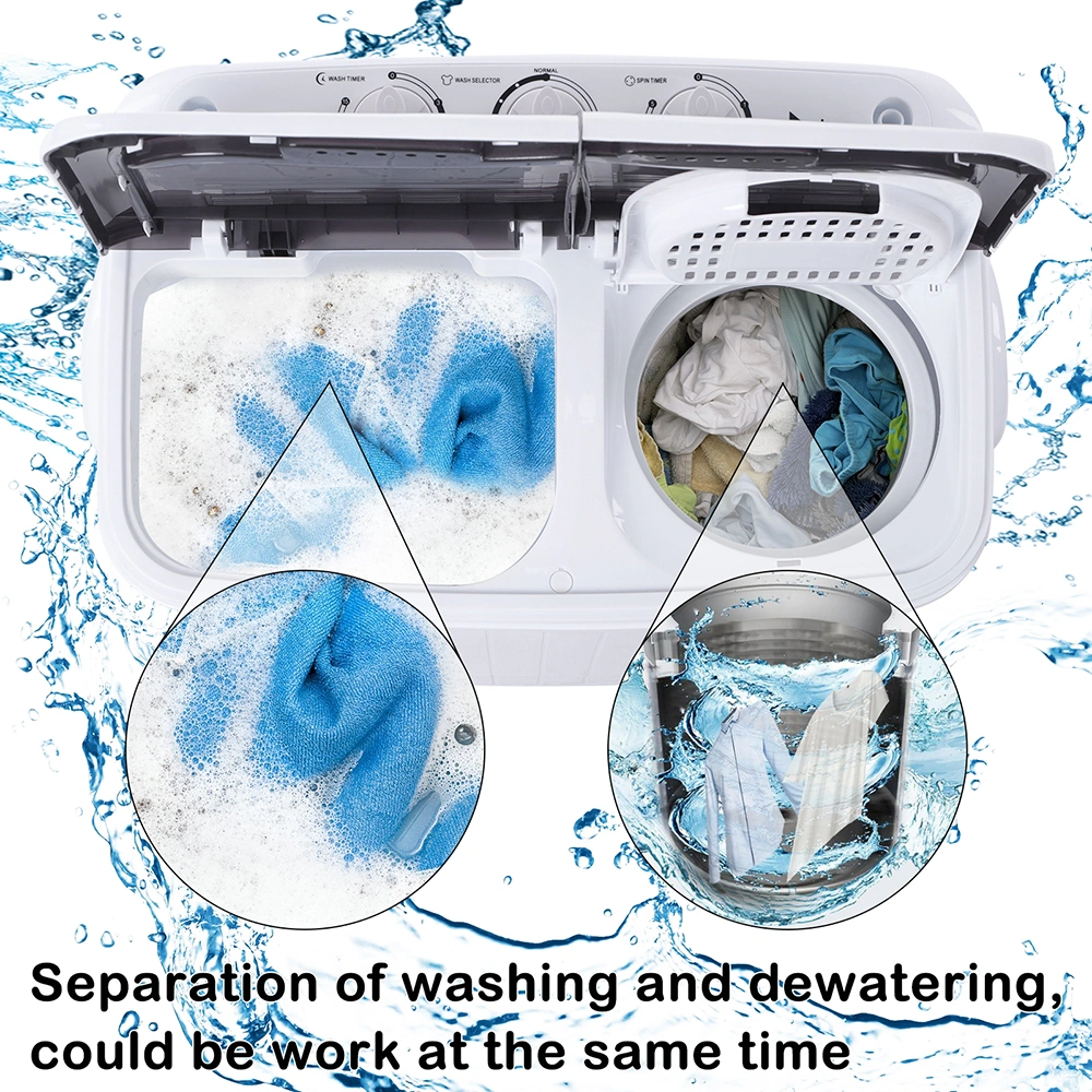 Compact Twin Tub with Built-in Drain Pump XPB35-188S 14.3(7.7 6.6)lbs Semi-automatic Gray Cover Washing Machine view 8