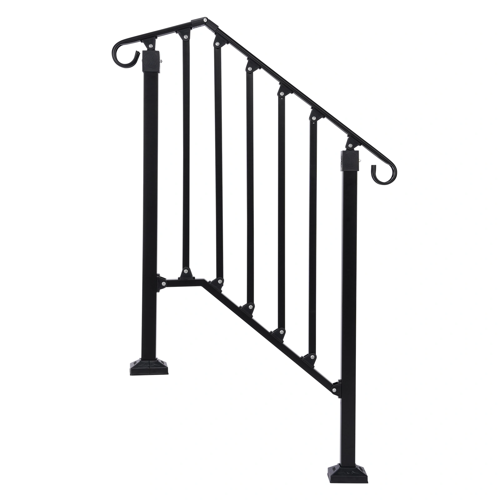 Matte Black 2-Tier ABS Plastic Handrail for Outdoor Patio Stairs - Durable Deck Railing Guard Rail