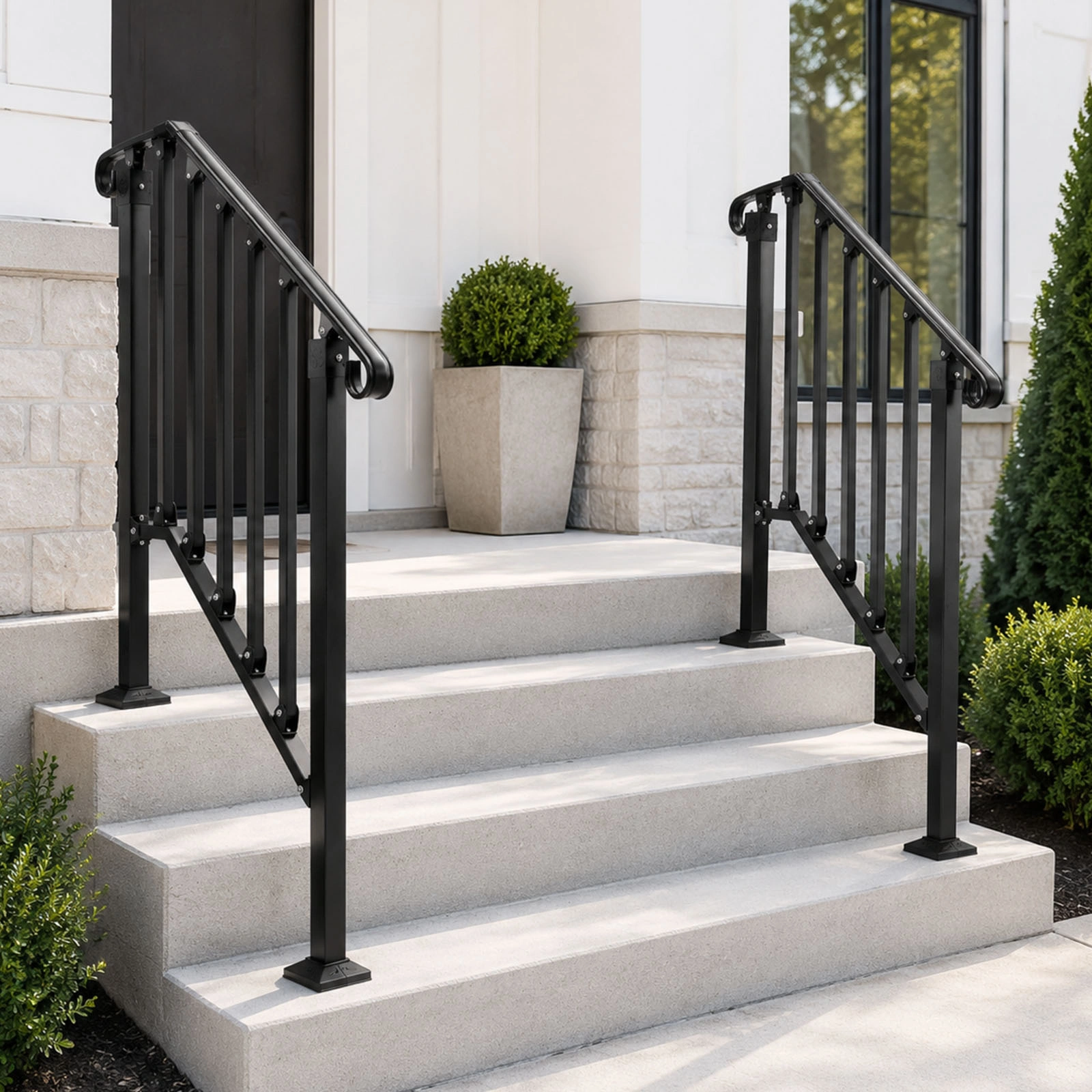 Matte Black 2-Tier ABS Plastic Handrail for Outdoor Patio Stairs - Durable Deck Railing Guard Rail view 11