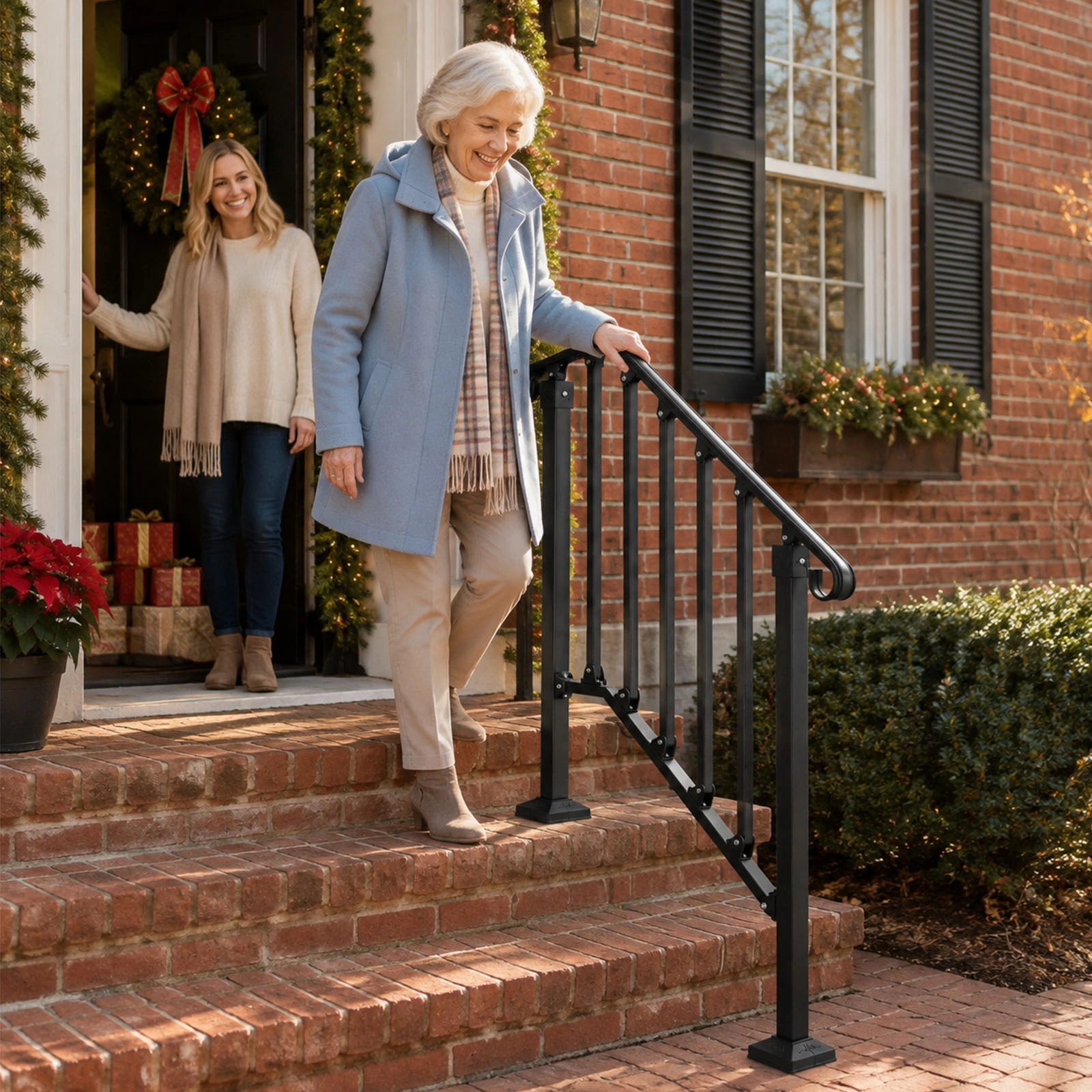 Matte Black 2-Tier ABS Plastic Handrail for Outdoor Patio Stairs - Durable Deck Railing Guard Rail view 8