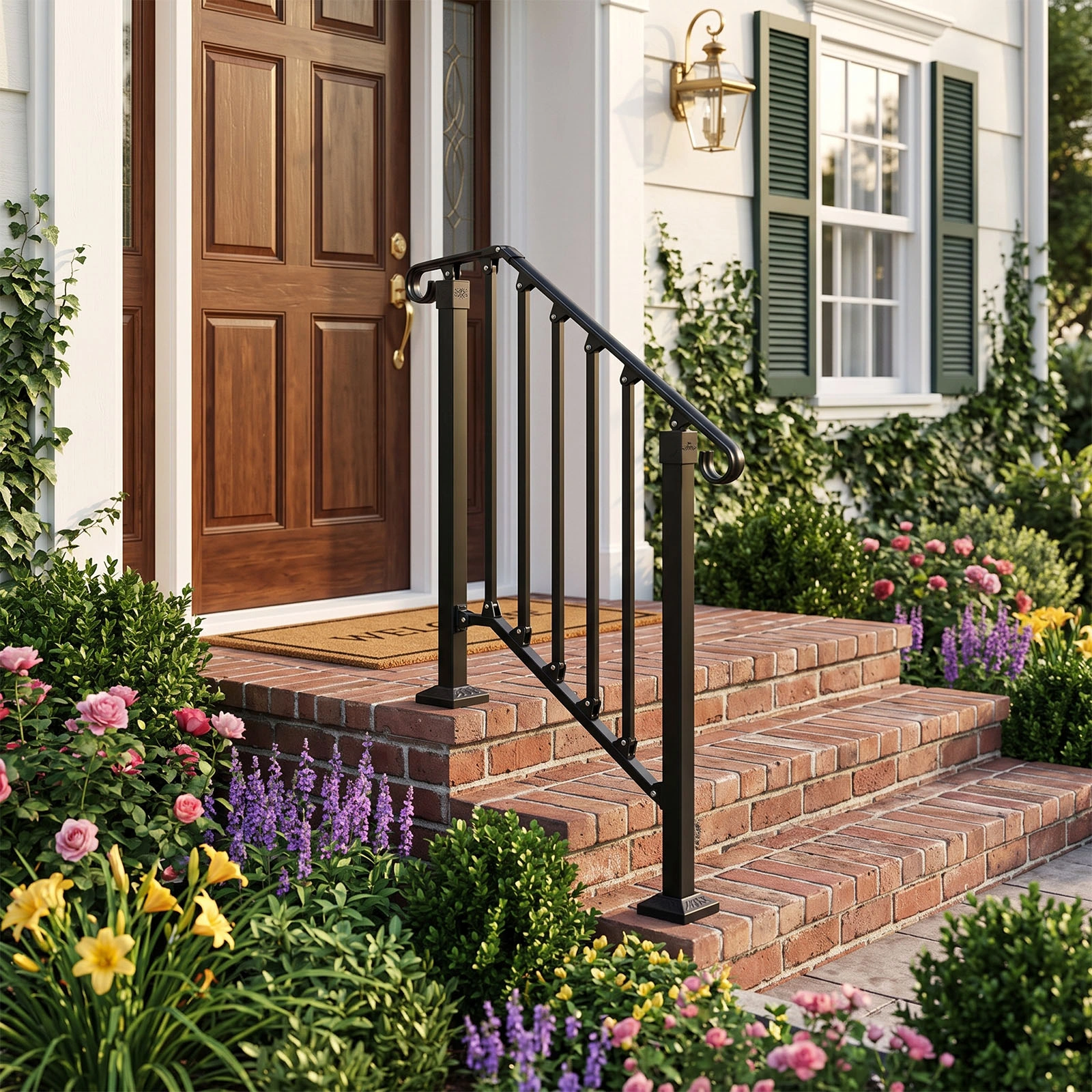 Matte Black 2-Tier ABS Plastic Handrail for Outdoor Patio Stairs - Durable Deck Railing Guard Rail view 9