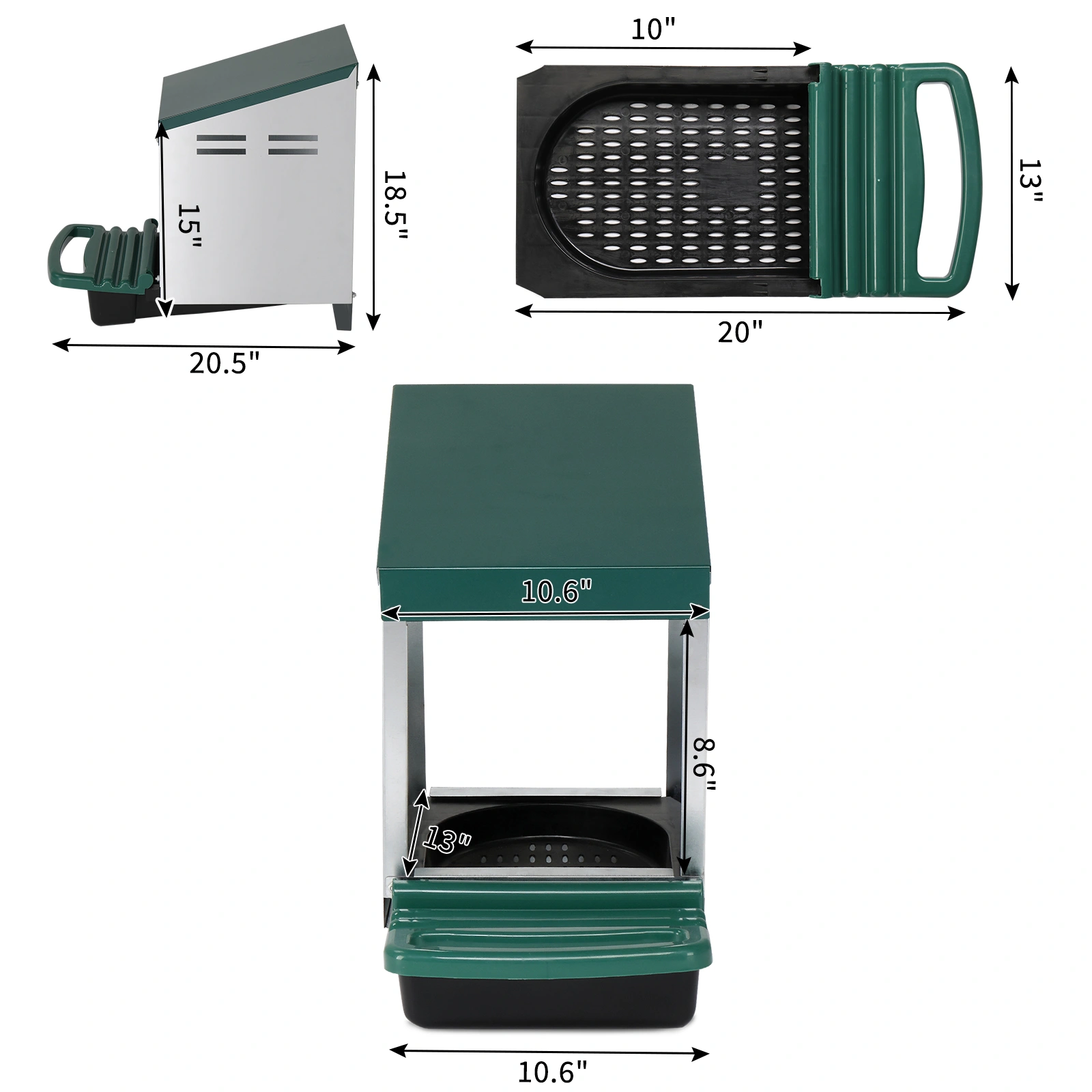 Single Roll Out Chicken Nesting Box with Plastic Basket, Egg Nest Box Chicken Laying Box Hens Chicken Coop Box, Green view 10