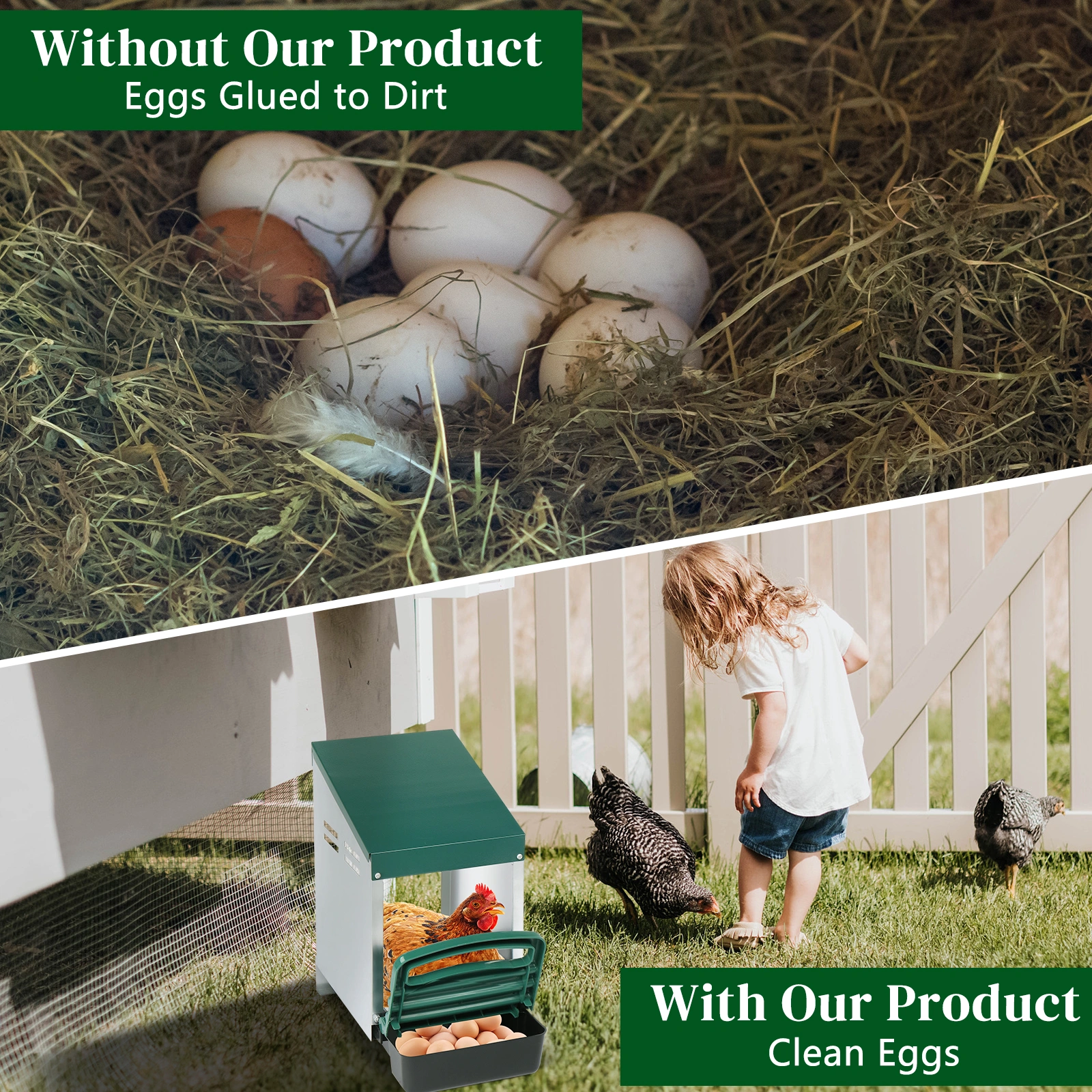 Single Roll Out Chicken Nesting Box with Plastic Basket, Egg Nest Box Chicken Laying Box Hens Chicken Coop Box, Green view 7