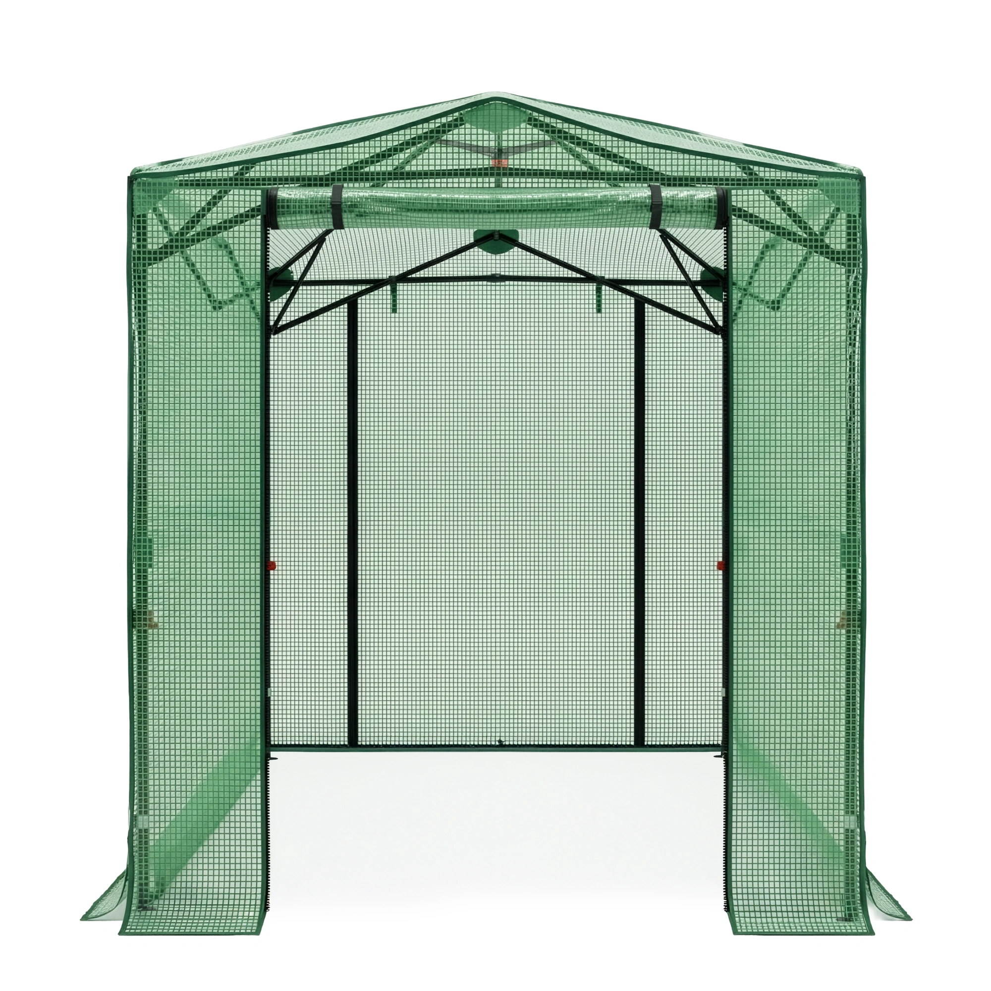 8x6ft Foldable Greenhouse Walk-in Greenhouse with Steel Frame, PE Mesh Cover, Green view 8