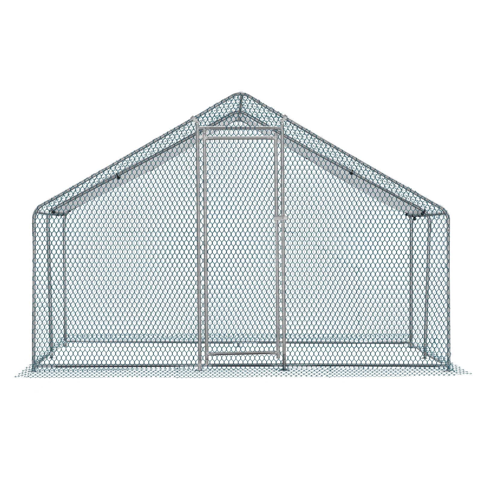 10x10 ft Metal Chicken Coop Walk-in Poultry Run Cage with Waterproof Cover for Chickens Rabbits Cats Dogs Outdoor Backyard Farm