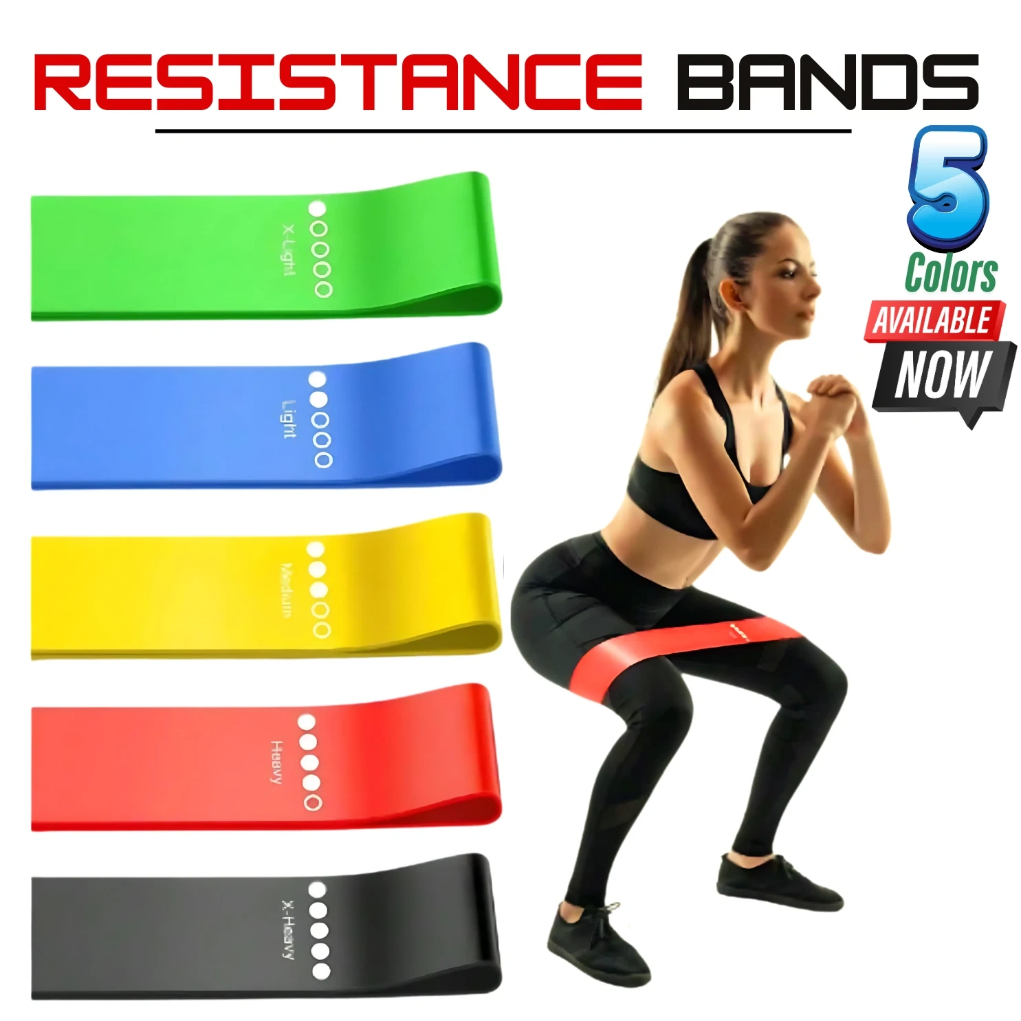 Set of 5 Resistance Exercise Loop Bands Fitness Yoga Resistance Band TPE Colorful (US Logistics only For USPS.TK/TMEU only For self-pickup) view 3