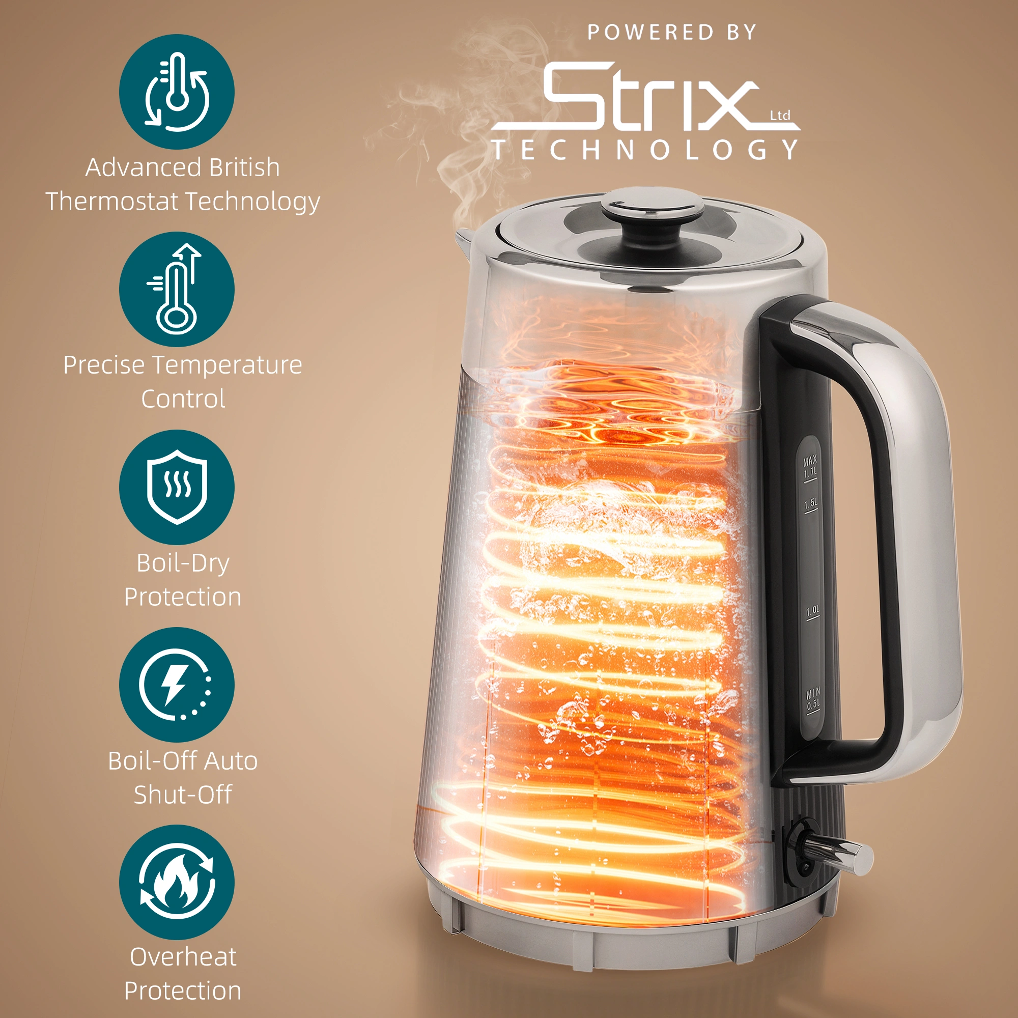 Premium Kettle and Toaster Set, 2-Piece Breakfast Bundle with Stainless Steel Finish view 4