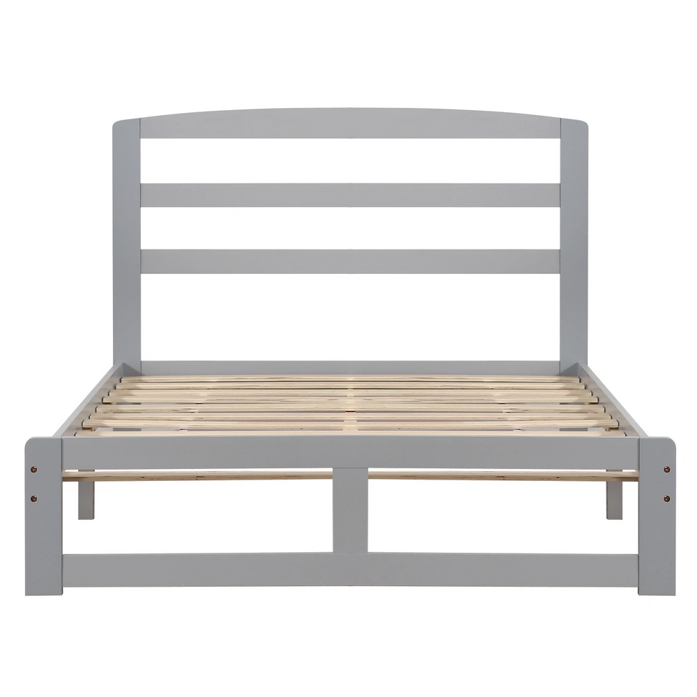 Pine Wood Horizontal Plank Bed Frame Grey 4FT6 view 2