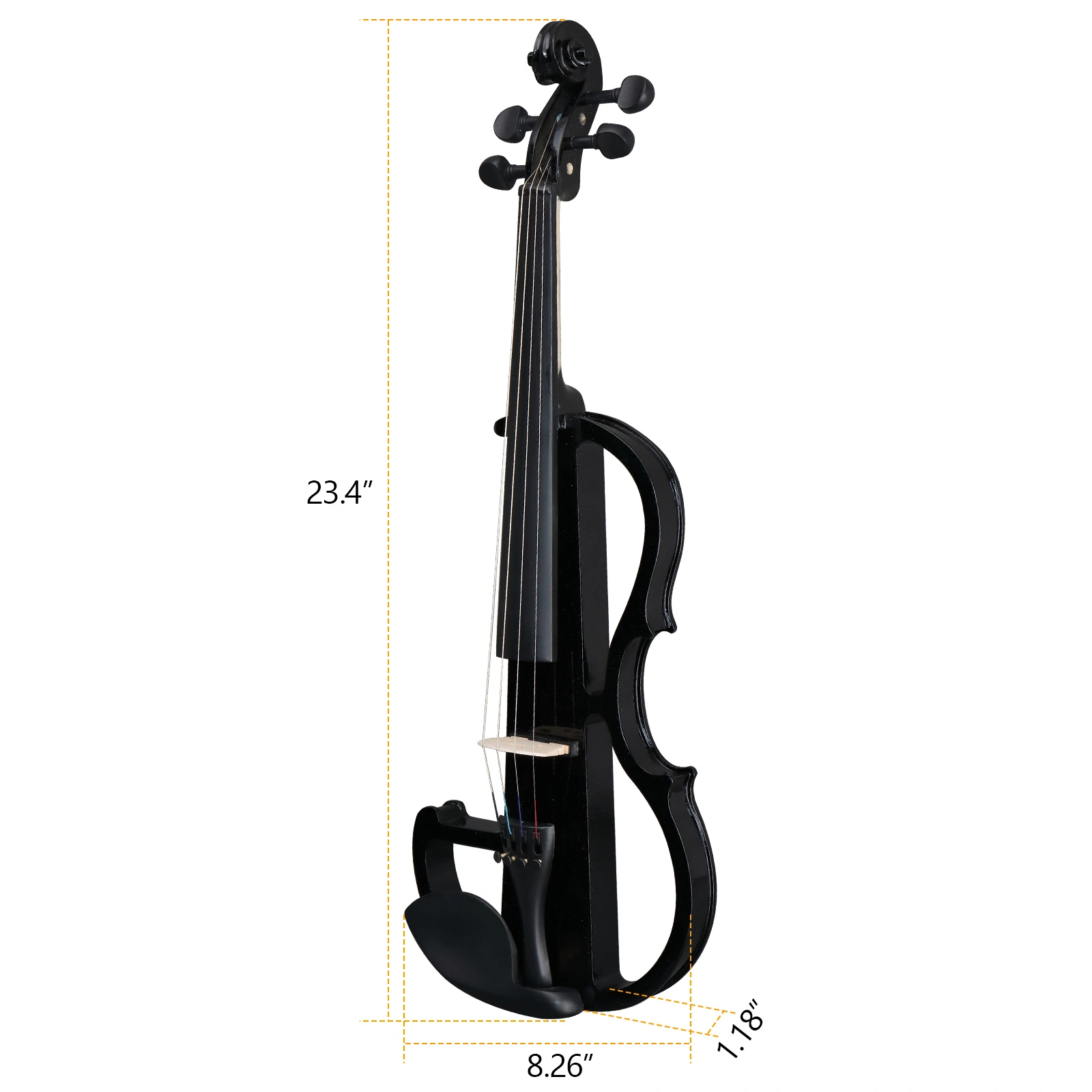 Full Size 4/4 Bunnel Edge Electric Silent Violin with Case Bow Rosin Headphone Connecting Line Black view 9