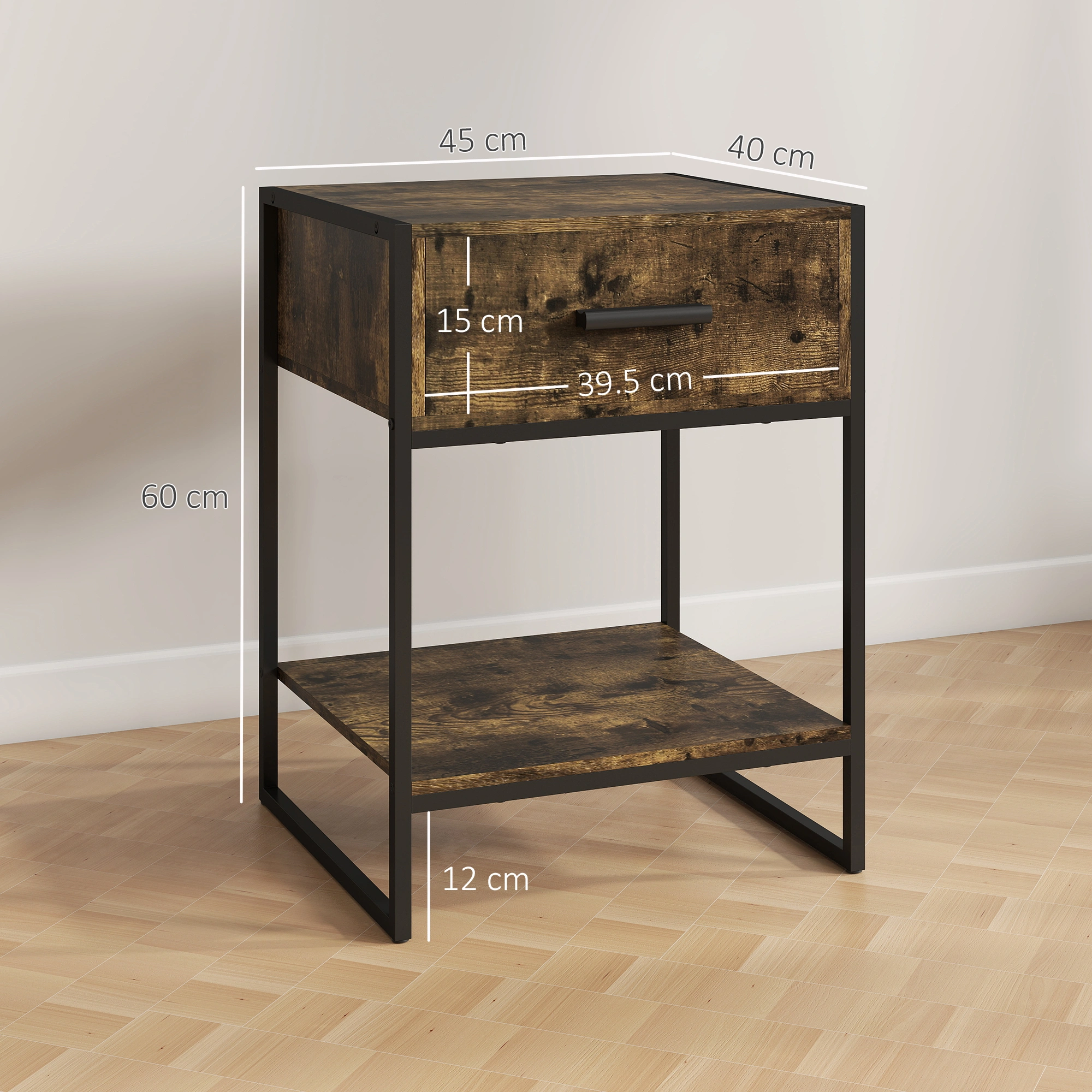 Rattan Coffee Table, Wicker Side Table with Storage Shelf for Living Room Bedroom Patio view 3