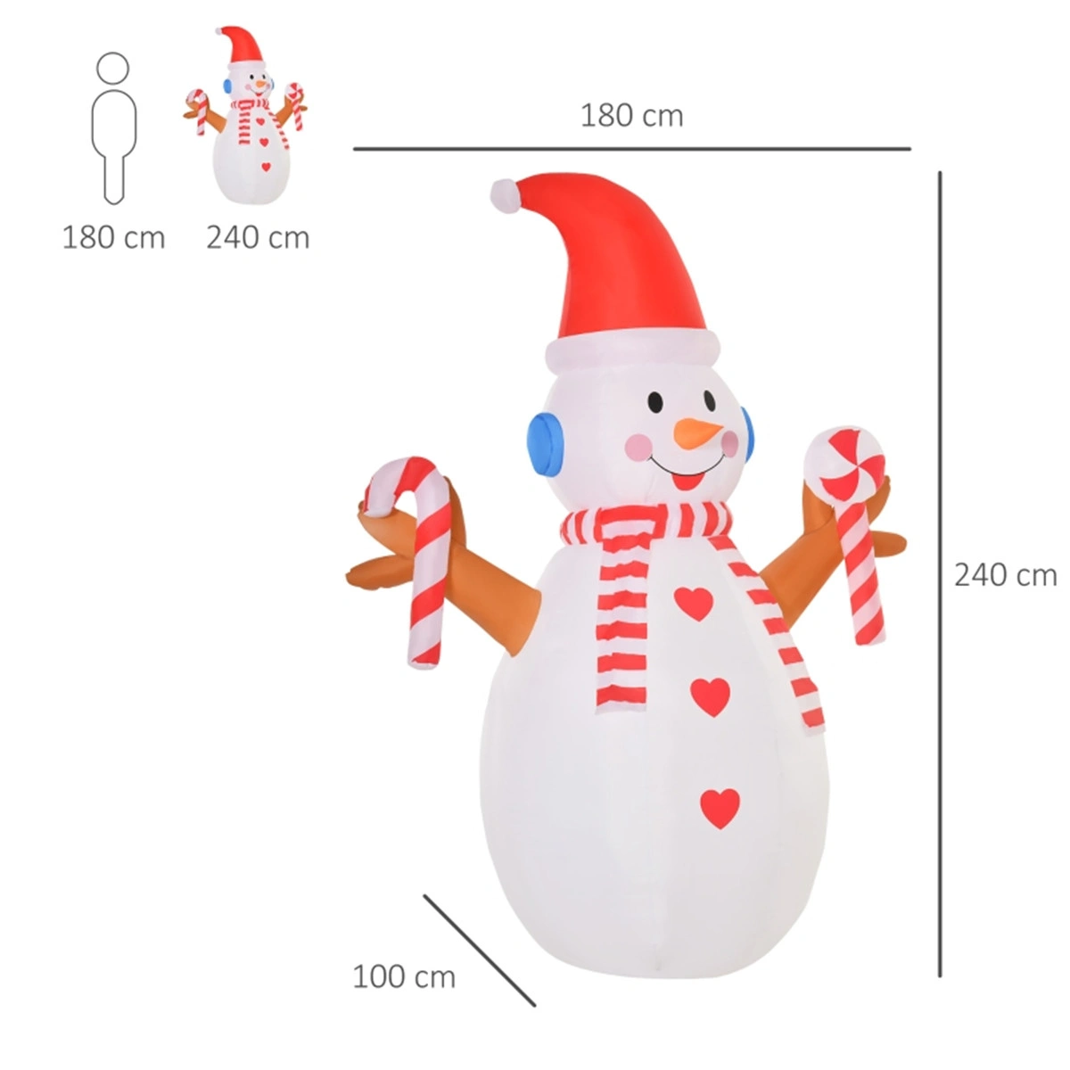 6FT Giant Christmas Snowman Outdoor Decor LED Lighted Snowman for Yard Lawn view 3