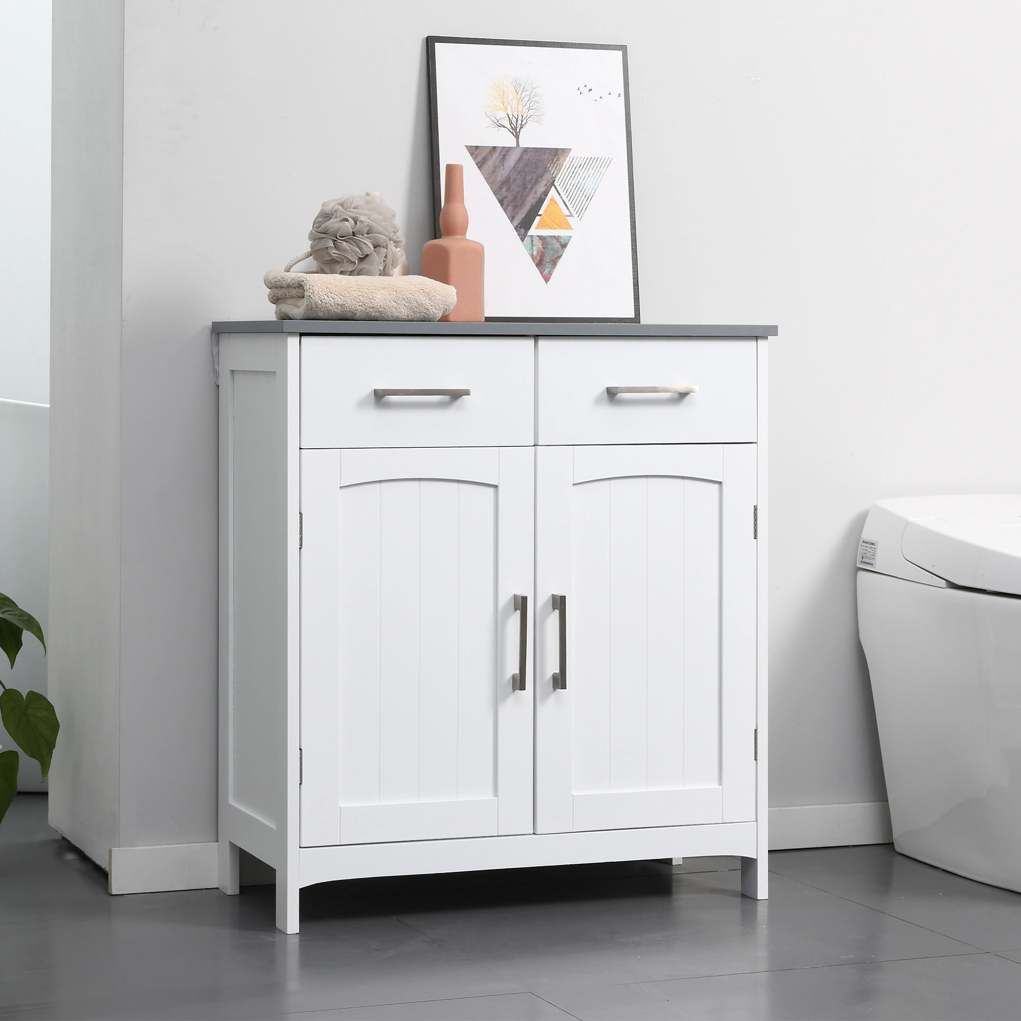 Bathroom Cabinet, Wall Mounted Vanity Storage, 23.6" W, Mirror Door, White Finish, Moisture-Resistant, Amazon & Walmart Compatible
