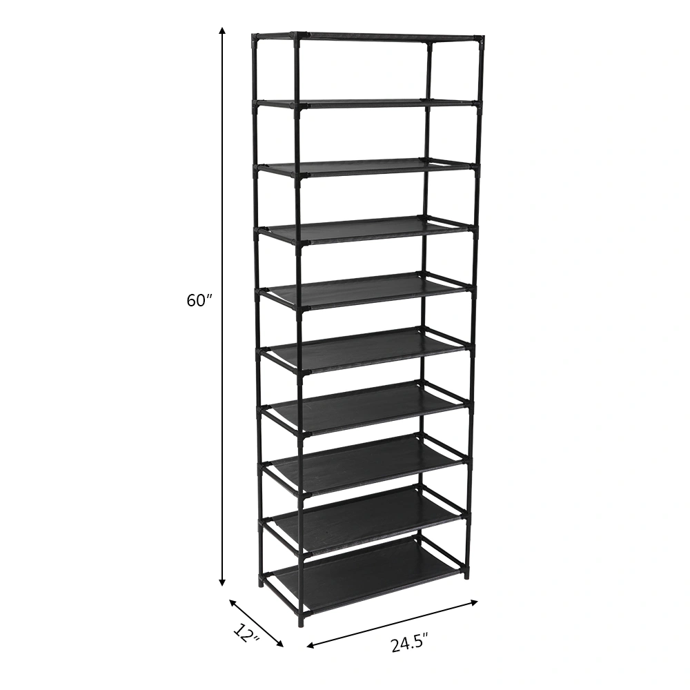 10 Tier Stackable Shoe Rack Storage Shelves - Stainless Steel Frame Holds 50 Pairs Of Shoes view 7
